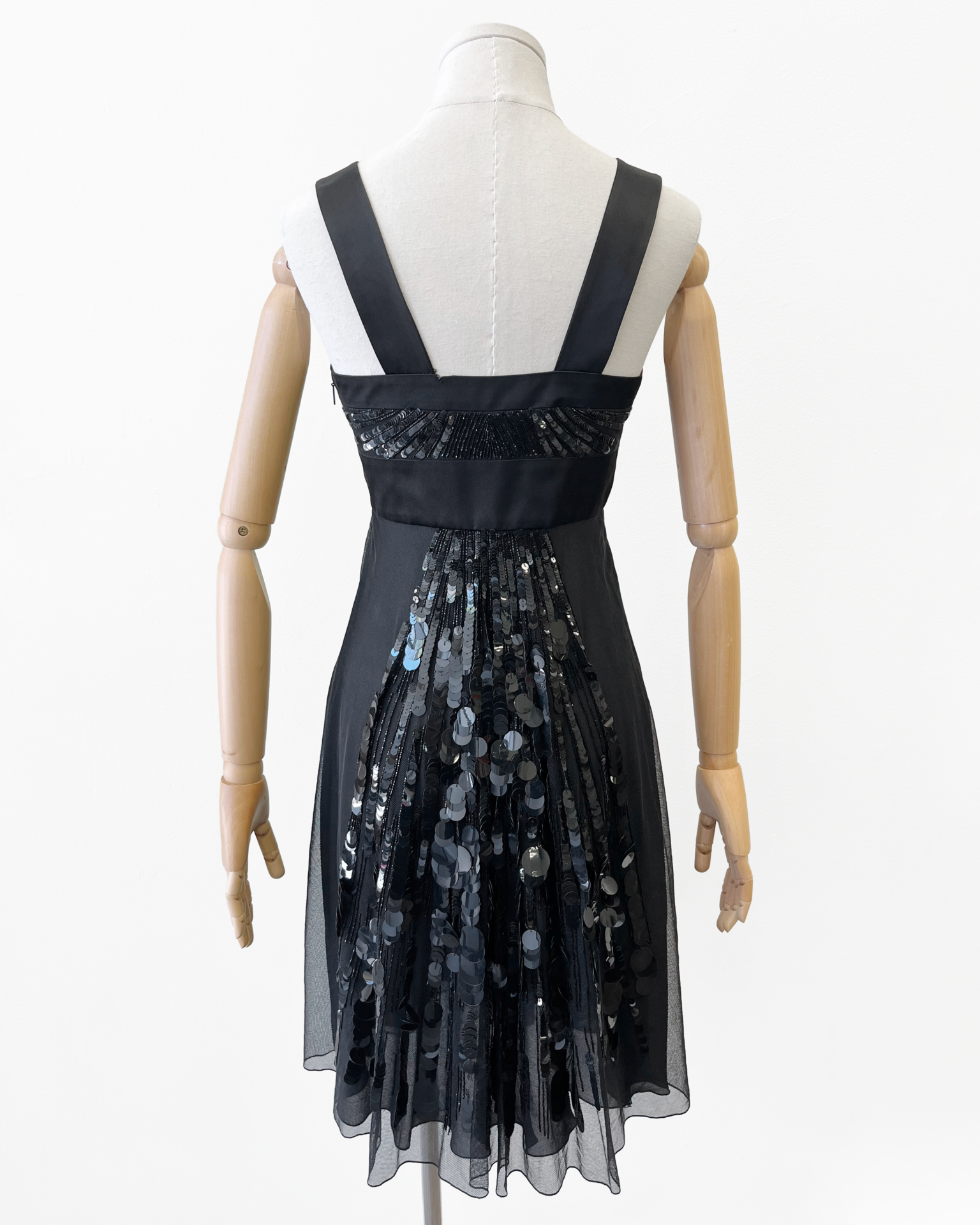 Versace 2008 black tulle cocktail dress with paillettes