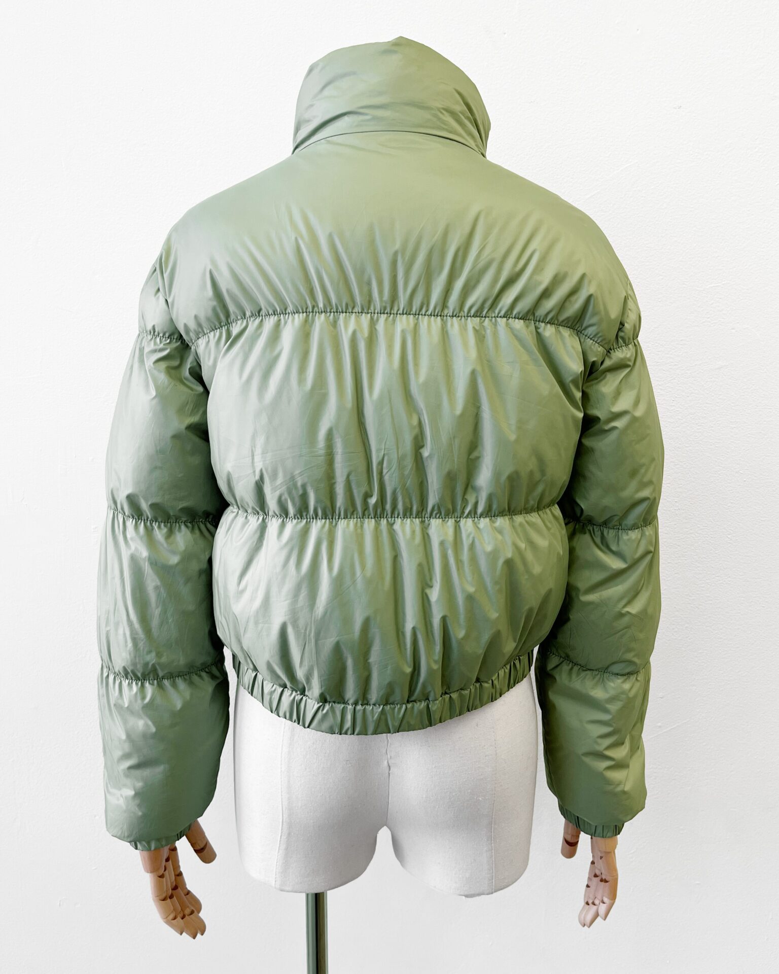 Brunello Cucinelli sage green down jacket with Monili trim