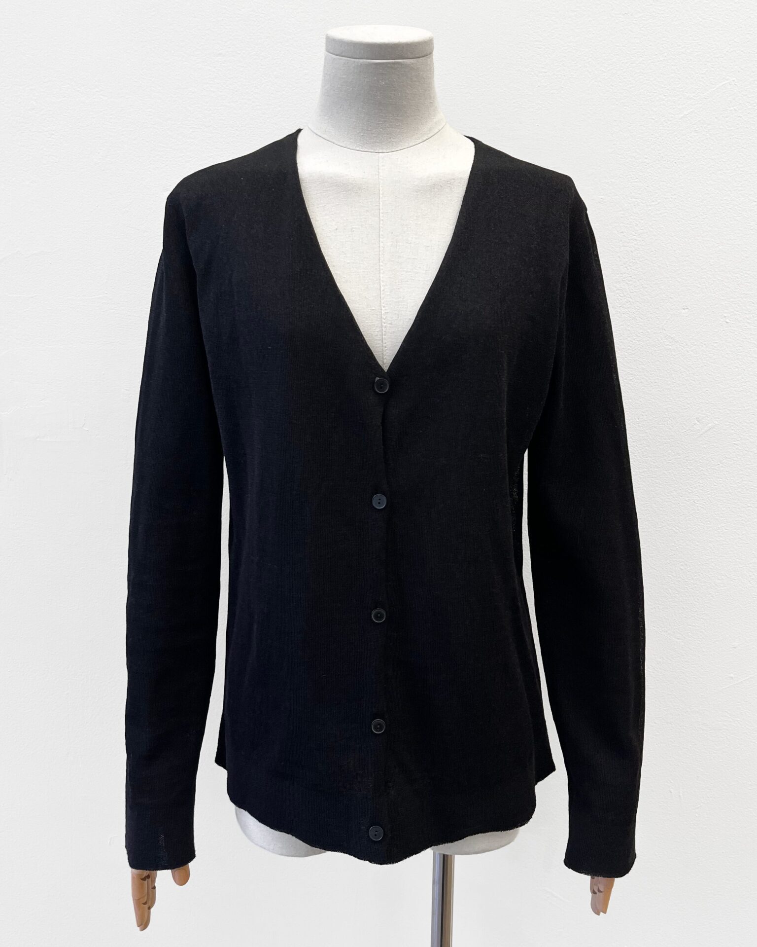 The Row Jheel cardigan in black cotton/linen knit