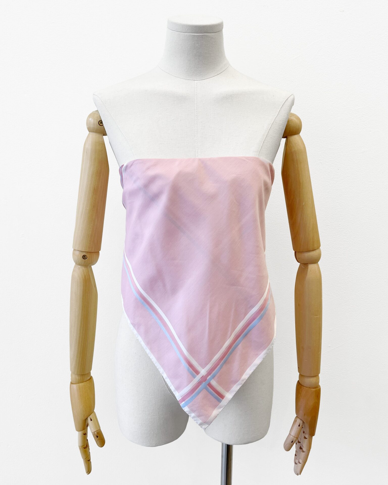 Prada pink cotton bandana top with logo tie-back