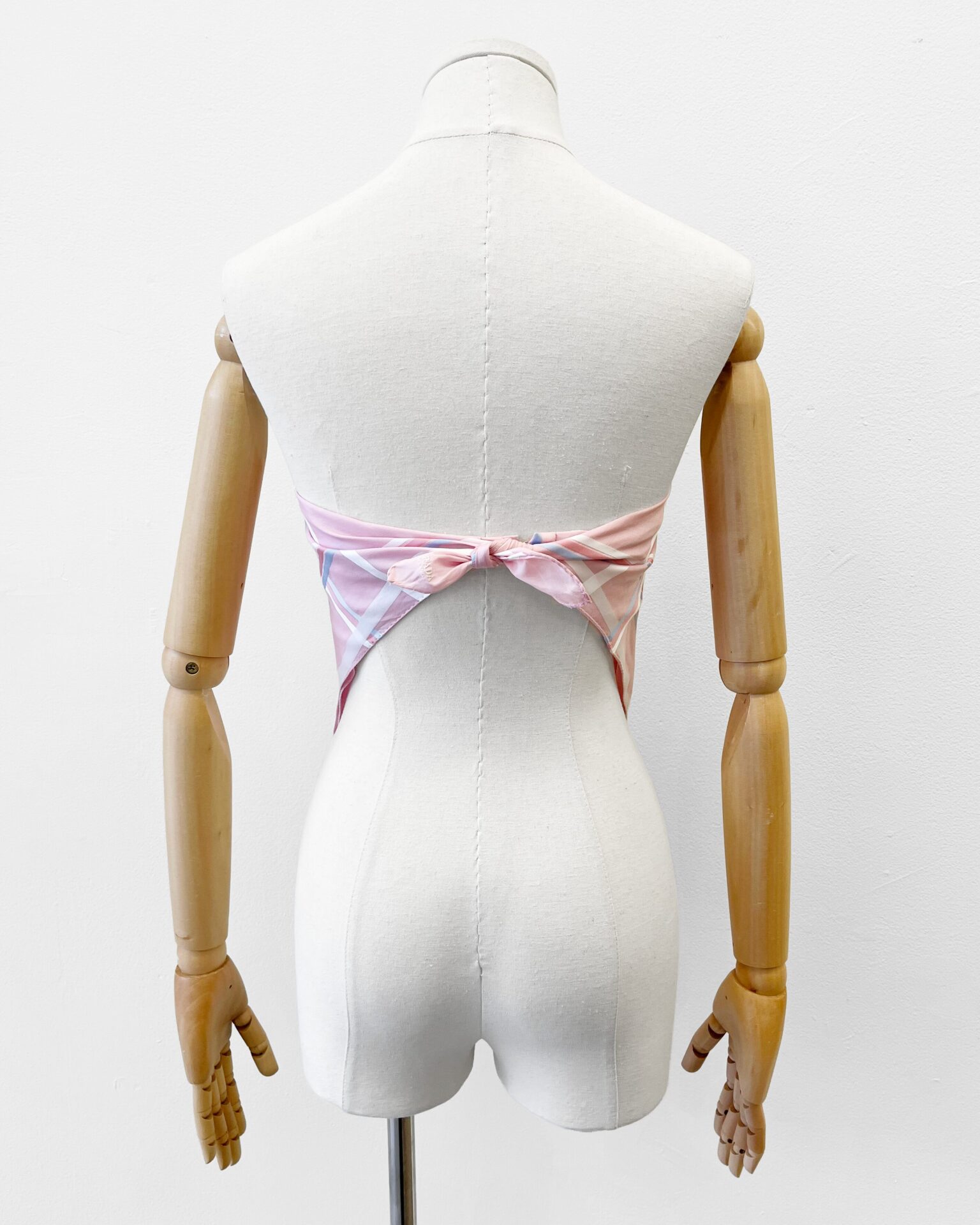 Prada pink cotton bandana top with logo tie-back