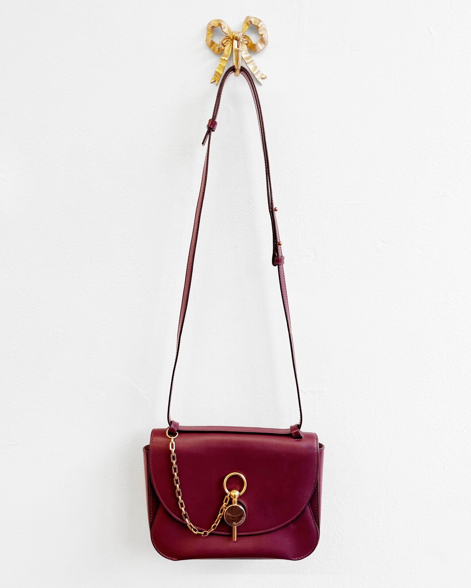 JW Anderson Keyts bag in burgundy leather