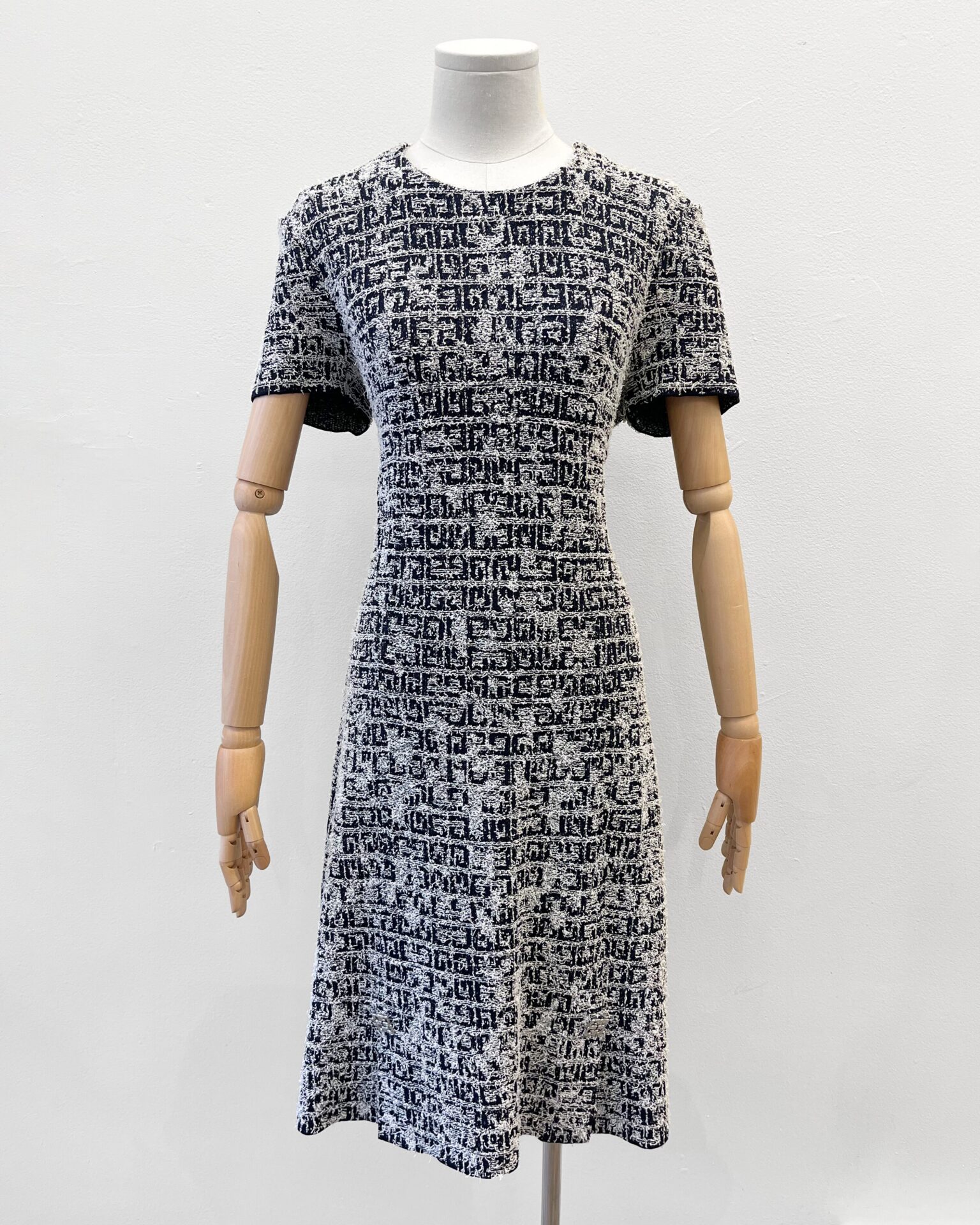 Givenchy 4G tweed dress in navy & white