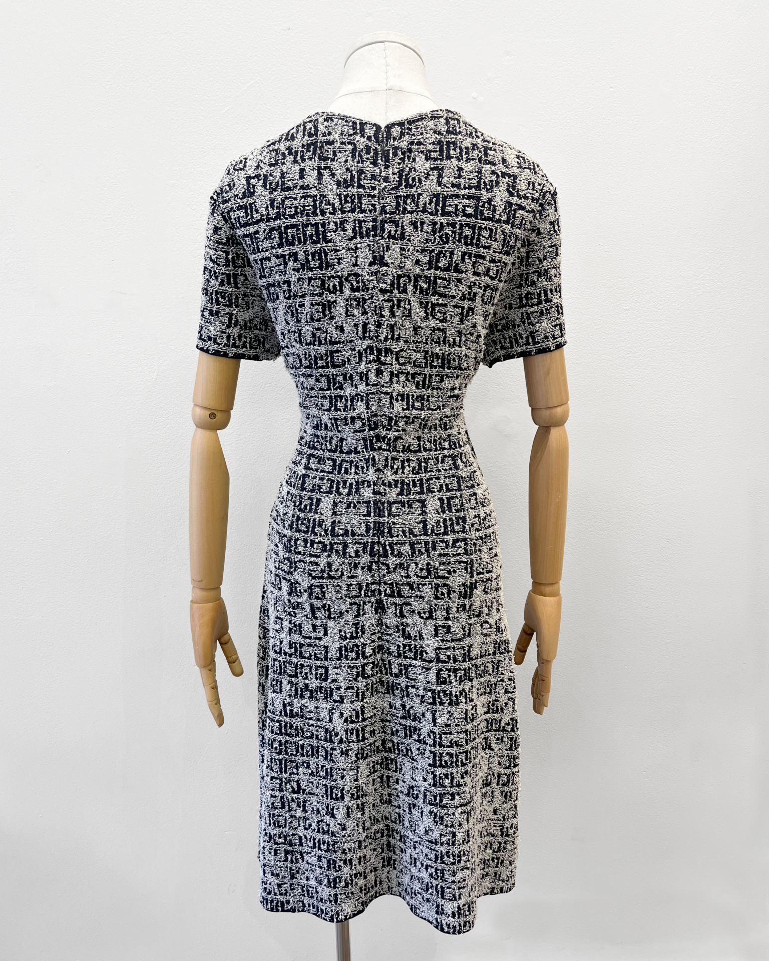 Givenchy 4G tweed dress in navy & white