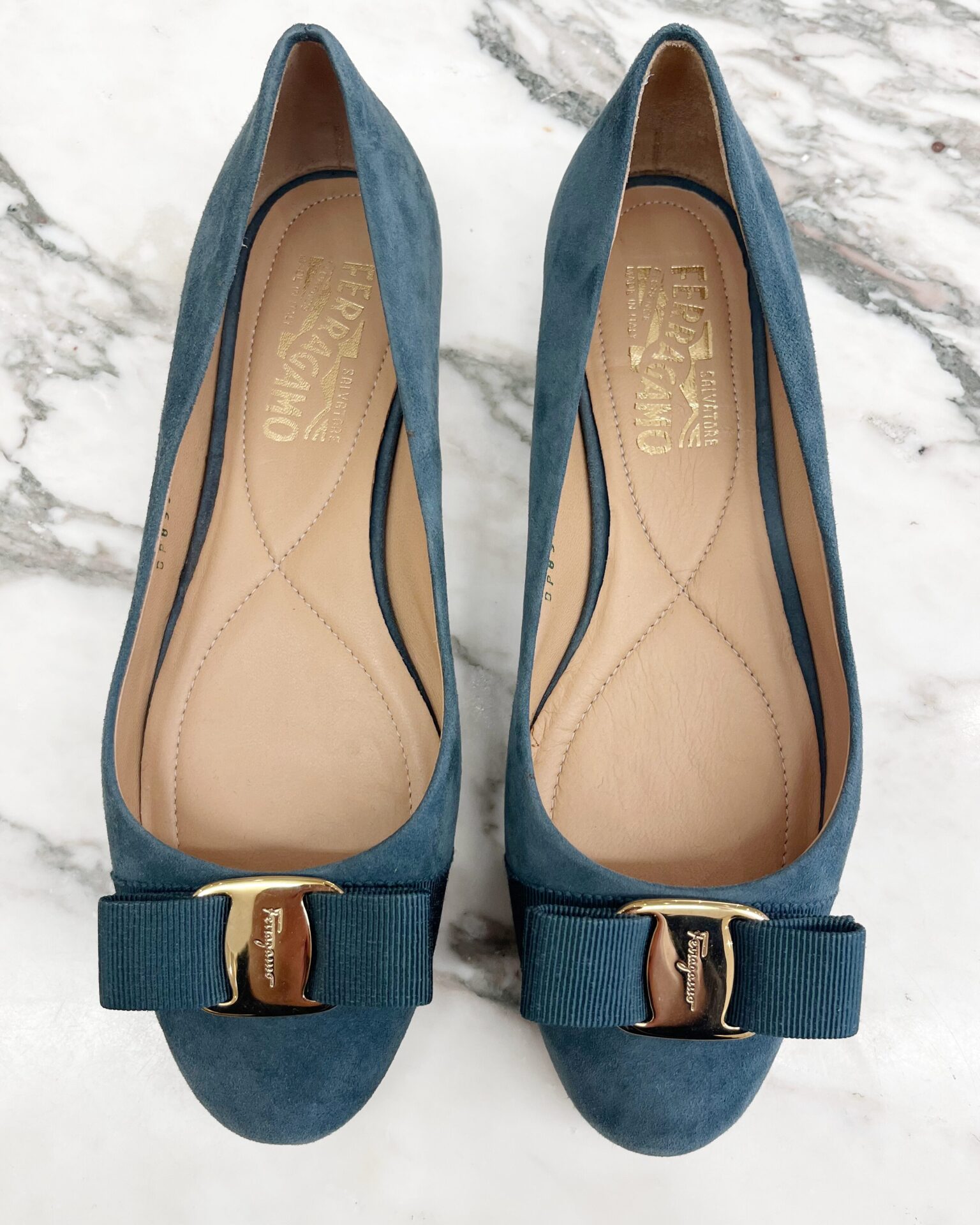 Ferragamo Varina flats in blue suede