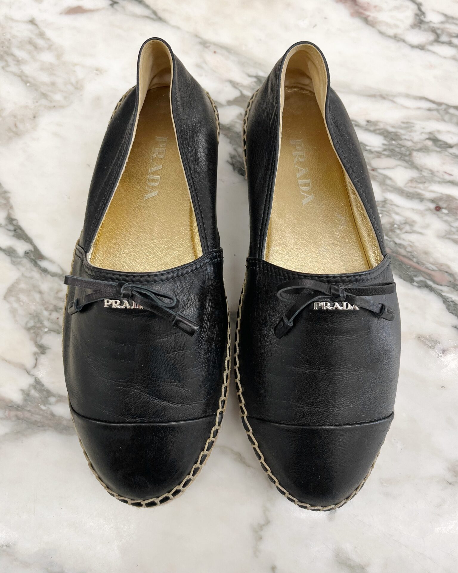 Prada leather espadrilles in black