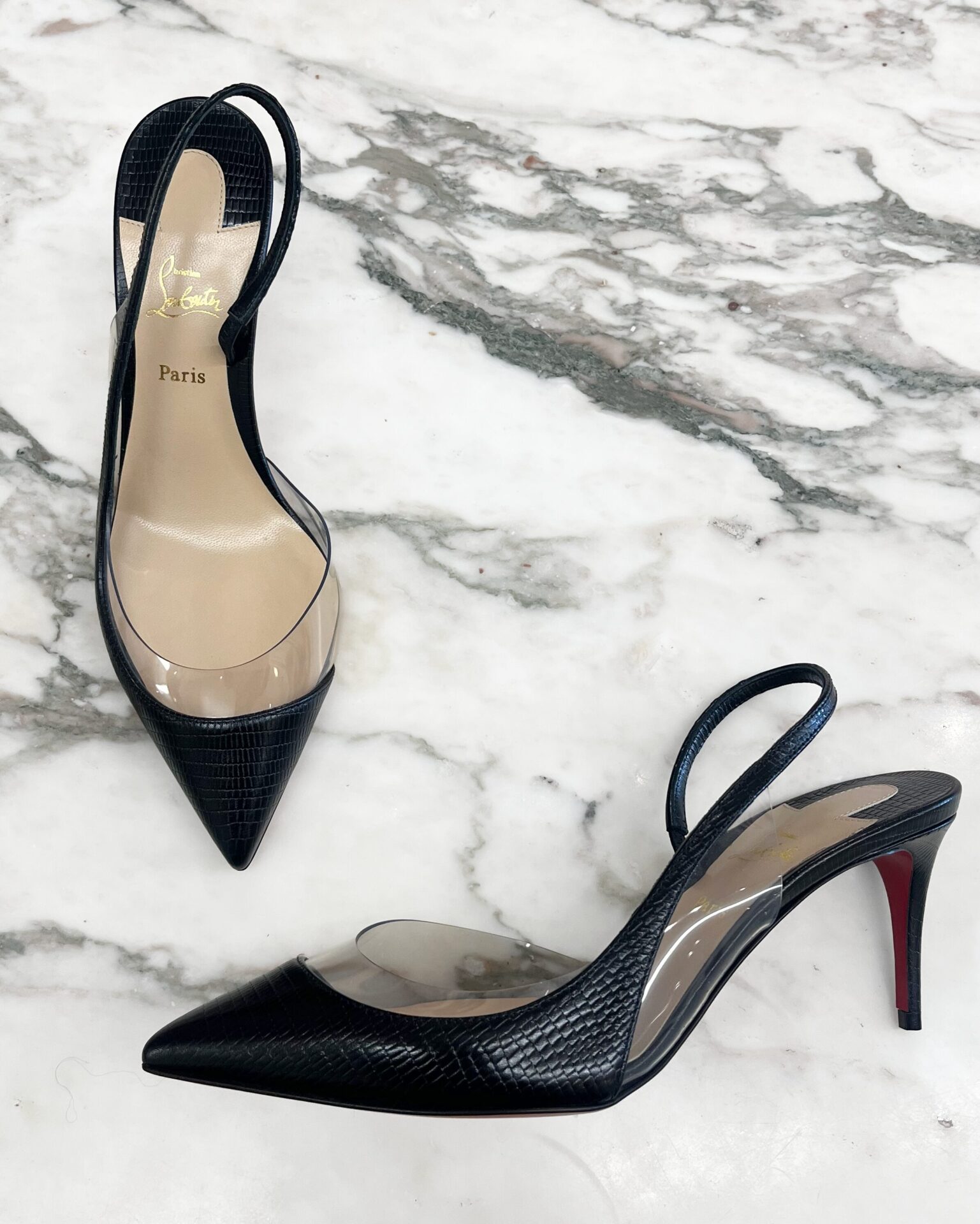 Christian Louboutin Optisexy 70 black slingback heels