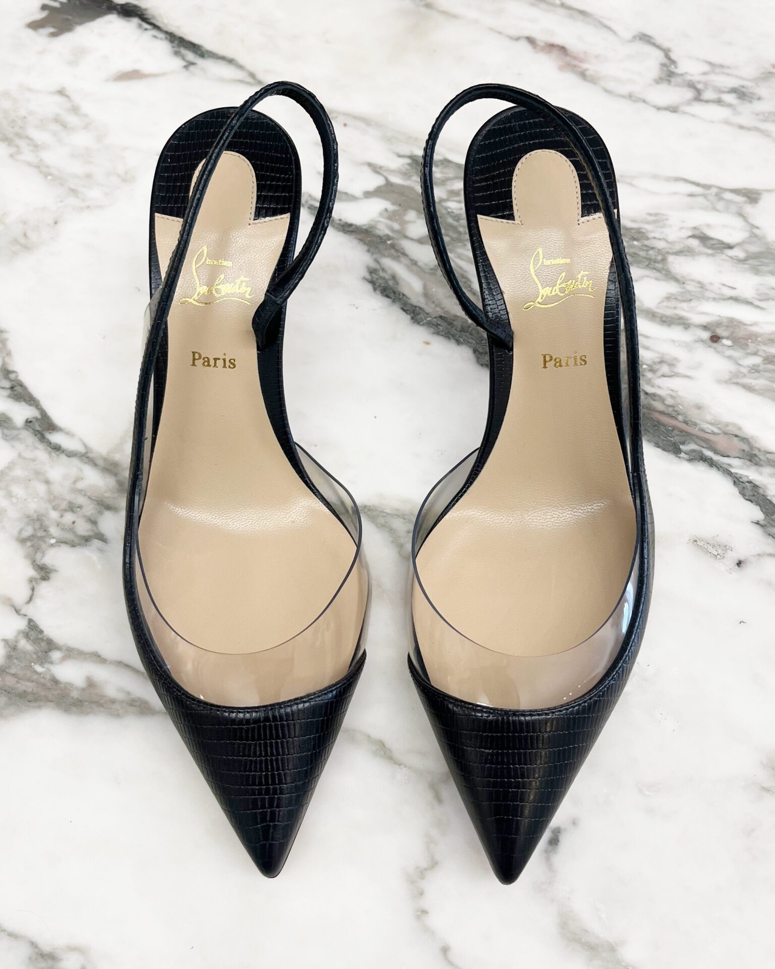 Christian Louboutin Optisexy 70 black slingback heels