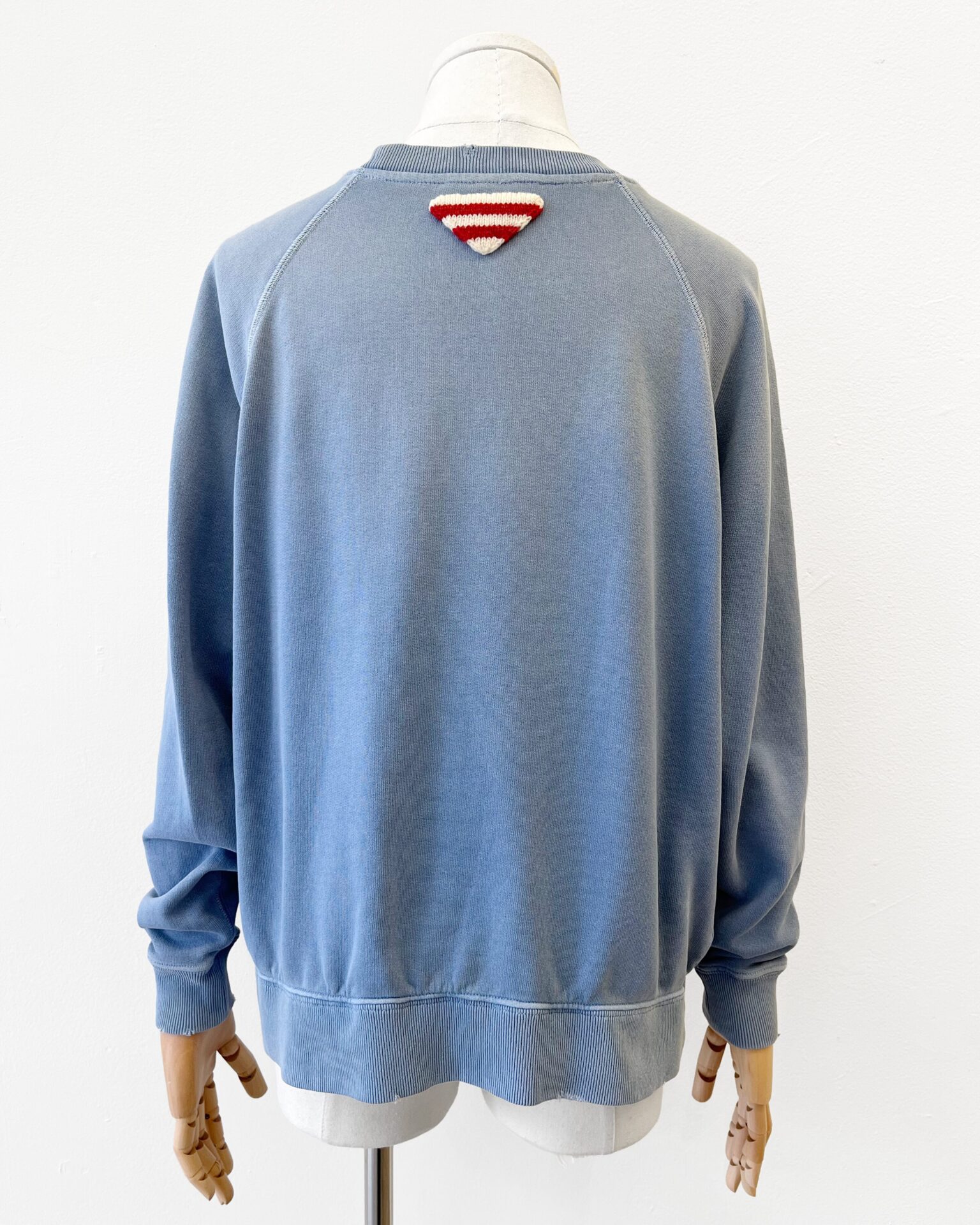 Prada vintage effect blue cotton logo sweatshirt
