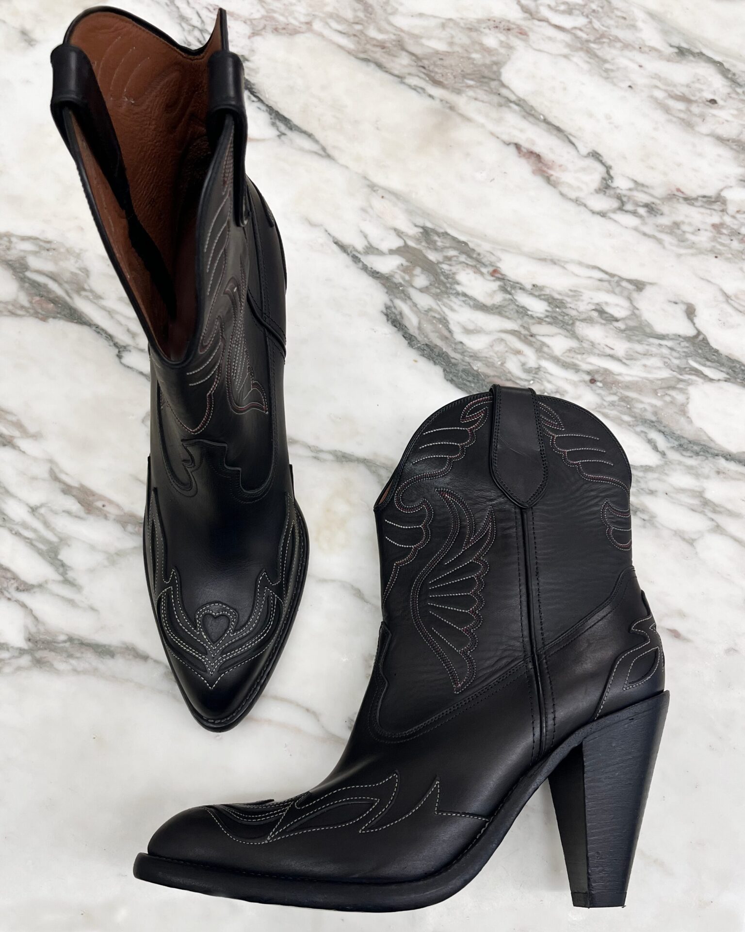 Givenchy black leather cowgirl boots