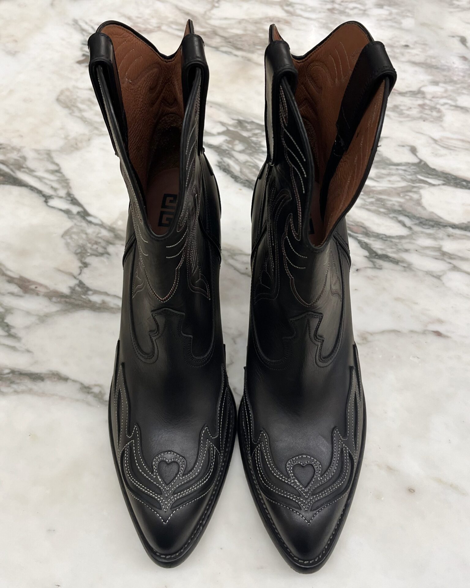 Givenchy black leather cowgirl boots