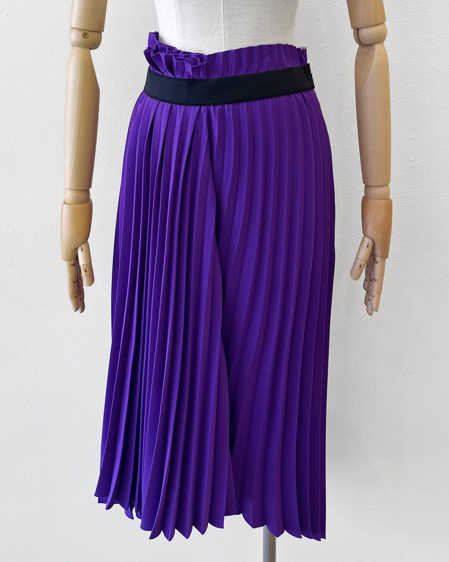 Balenciaga purple pleated skirt with uneven hem