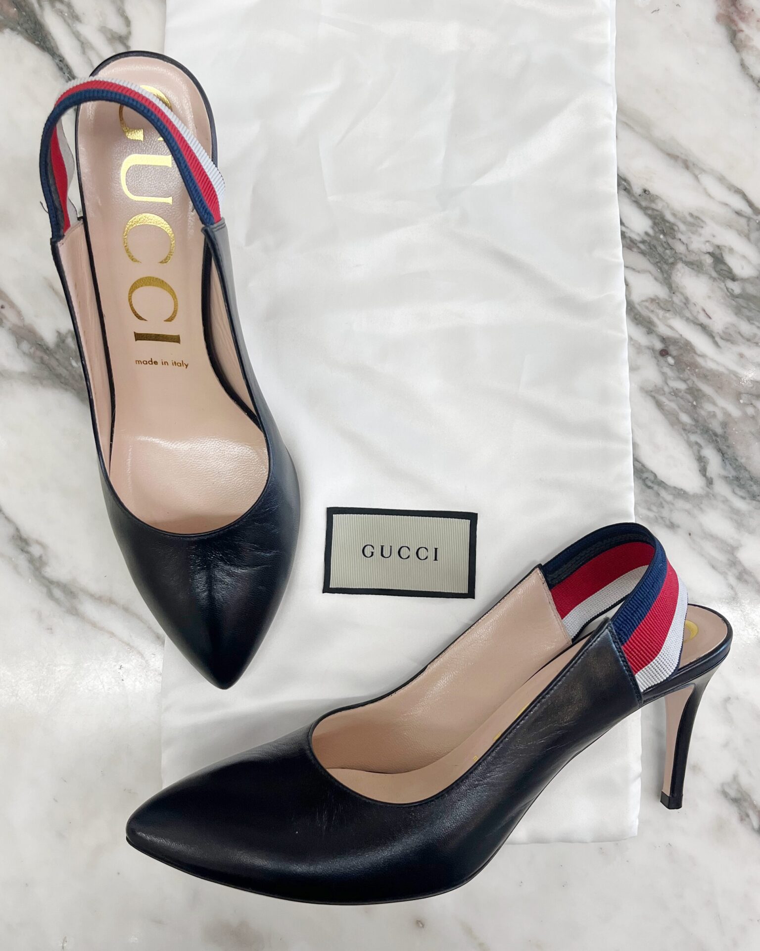 Gucci Sylvie Web slingback pumps
