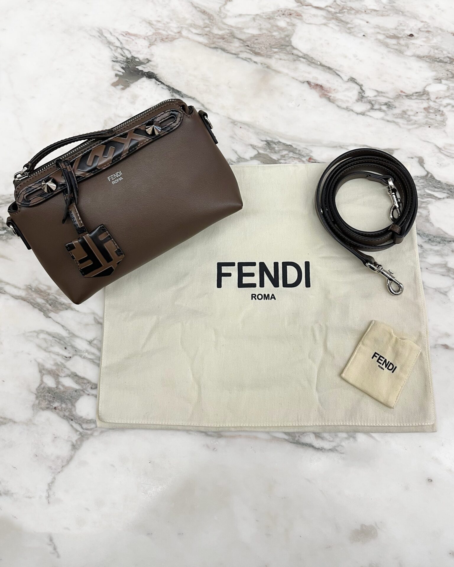 Fendi By The Way Mini crossbody bag in chocolate leather