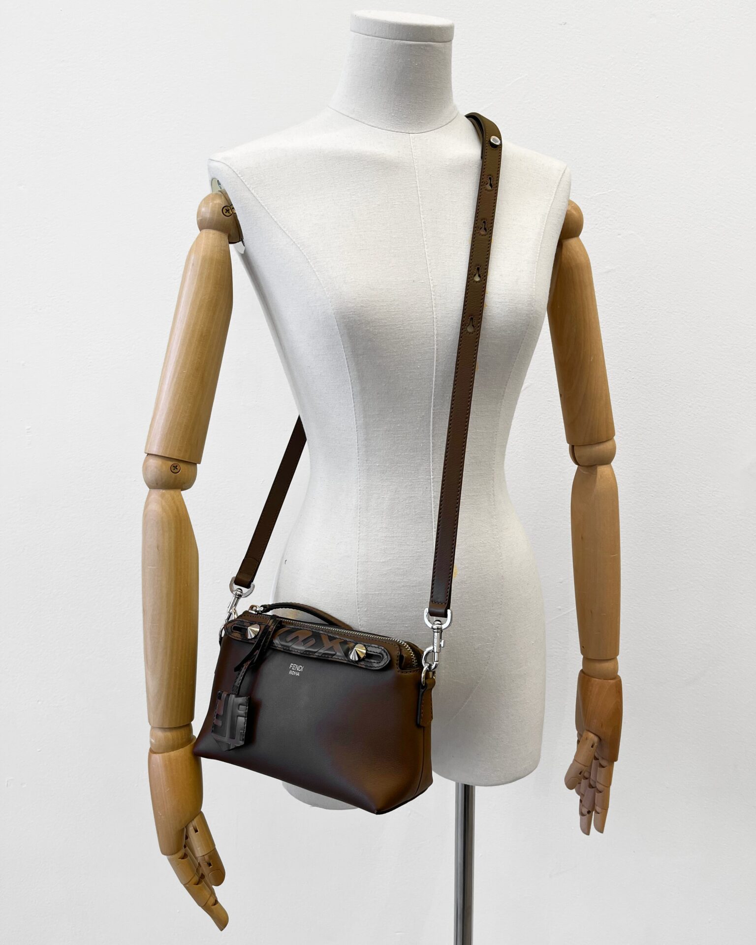Fendi By The Way Mini crossbody bag in chocolate leather