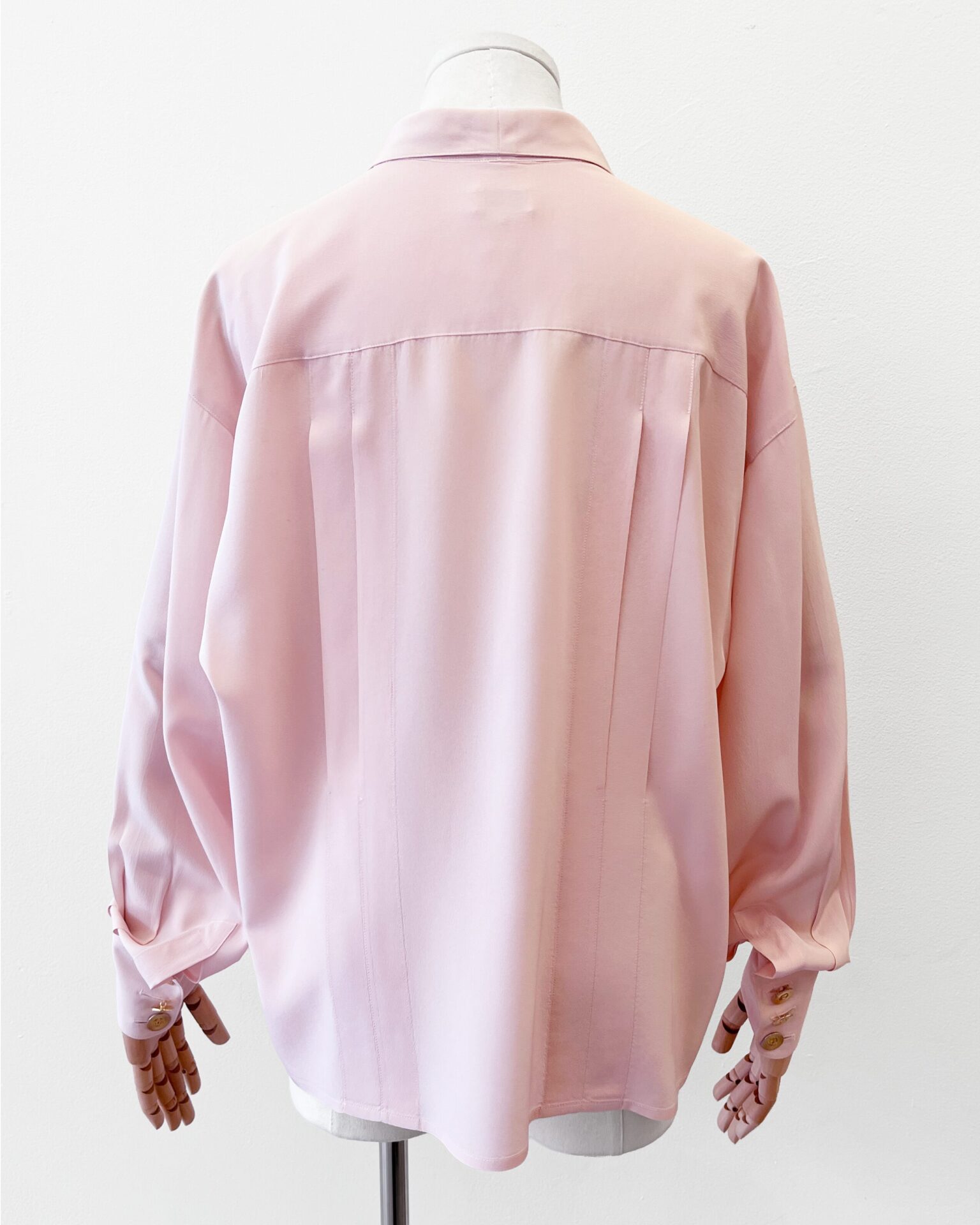 Chanel 1980's light pink blouse with gold 'CC' buttons