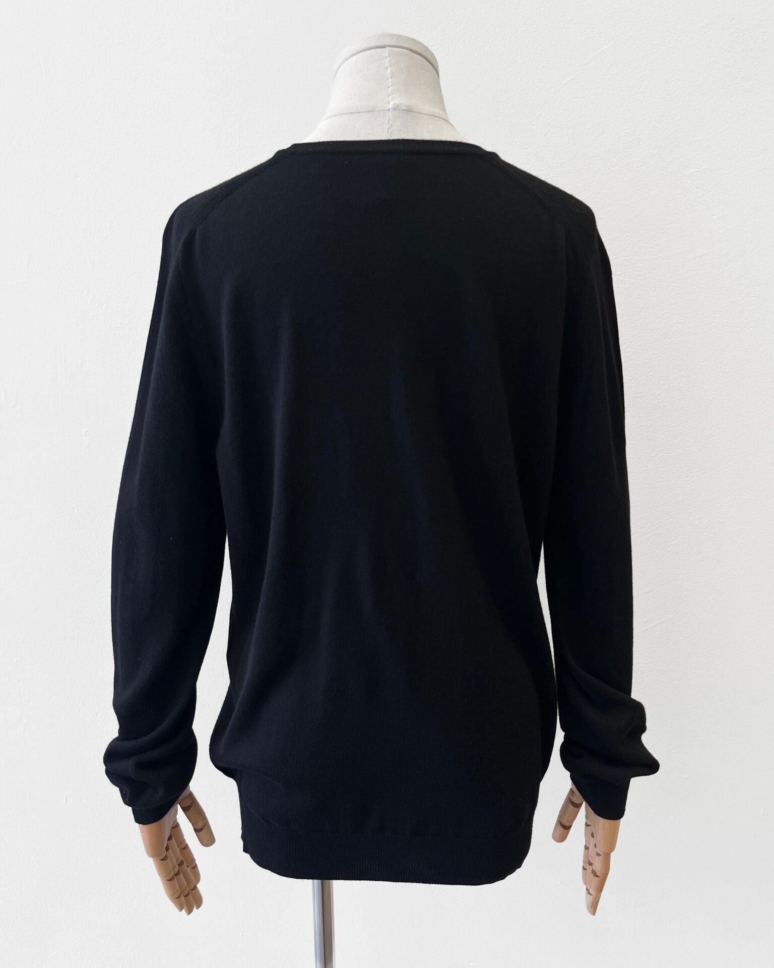 Loewe black virgin wool knit sweater with yellow elephant