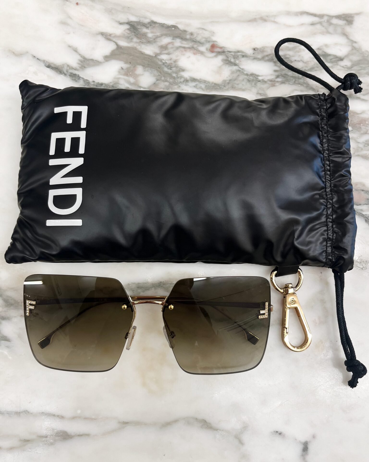Fendi FE4082US smokey square sunglasses with crystal 'FF'