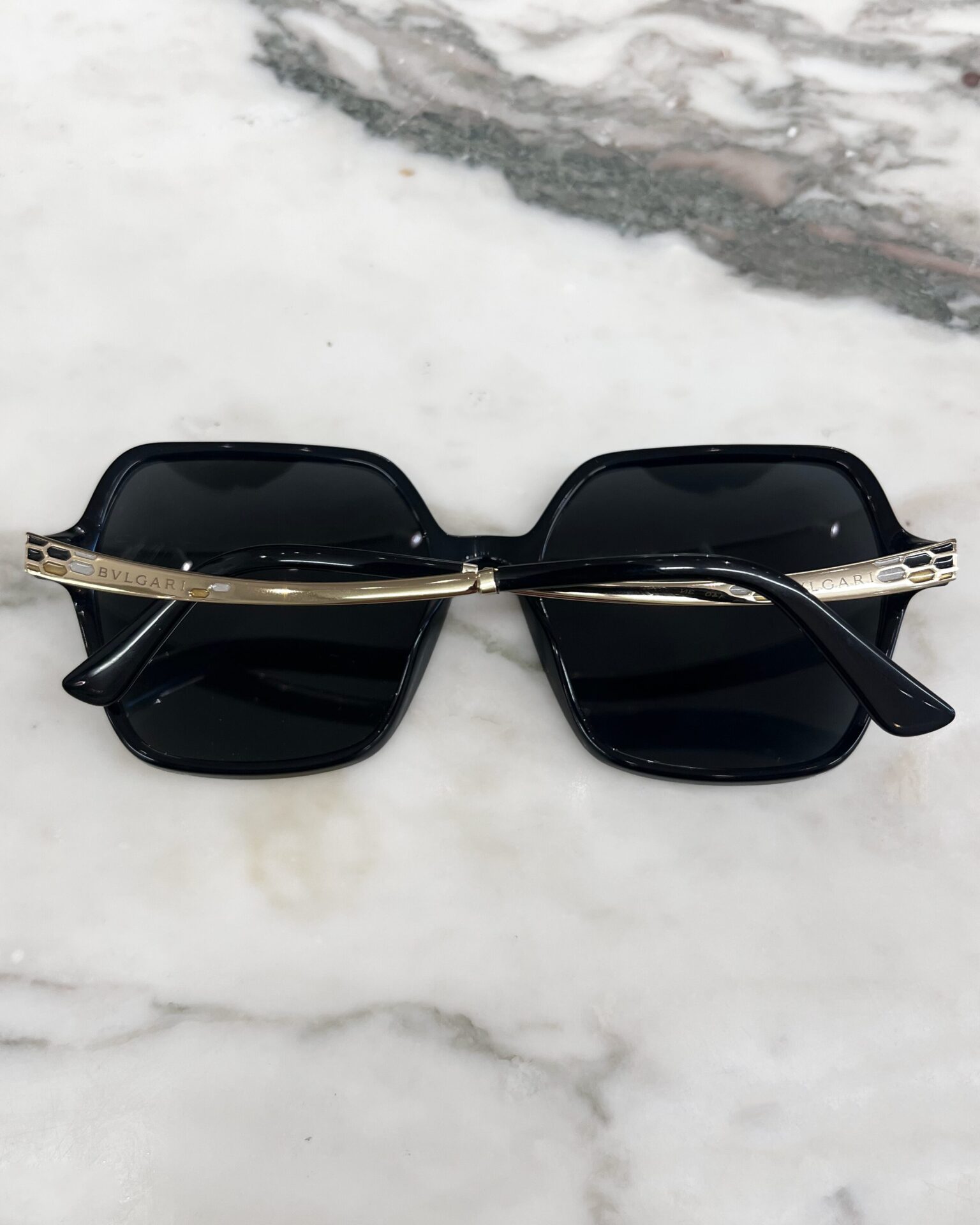 Bulgari 8252 black sunglasses with serpentine arms