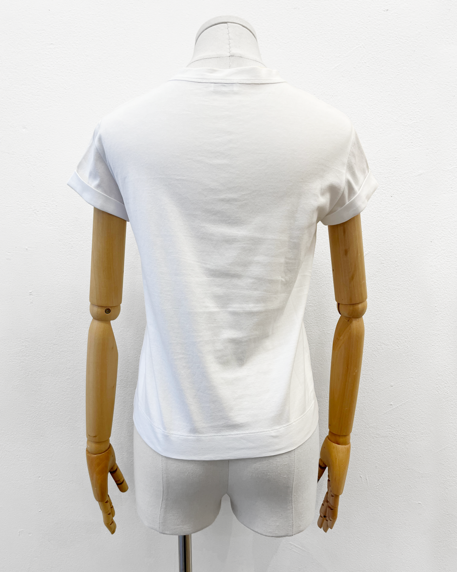 Brunello Cucinelli white cotton t-shirt with sequins
