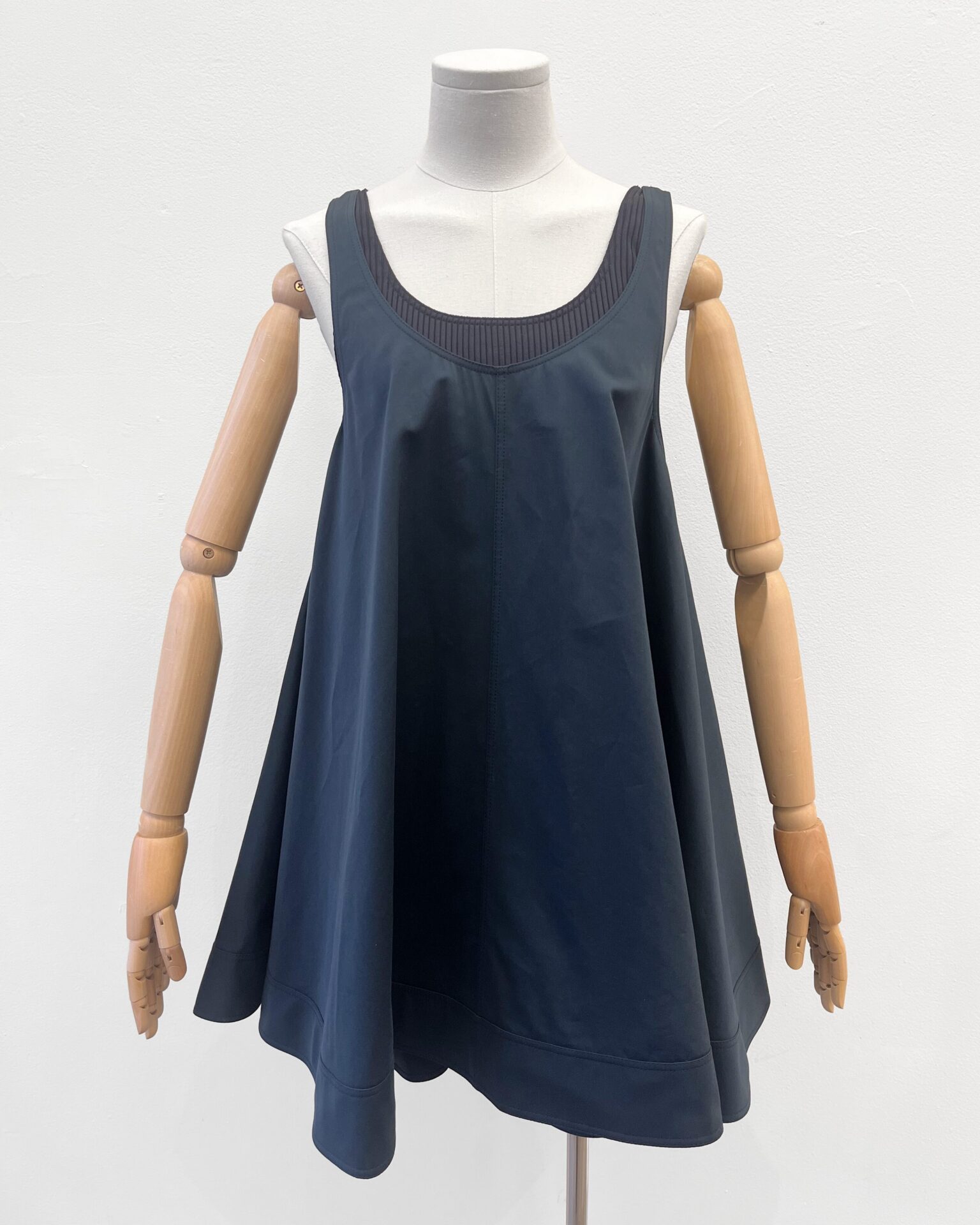 Loewe navy cotton & silk 2 piece trapeze dress