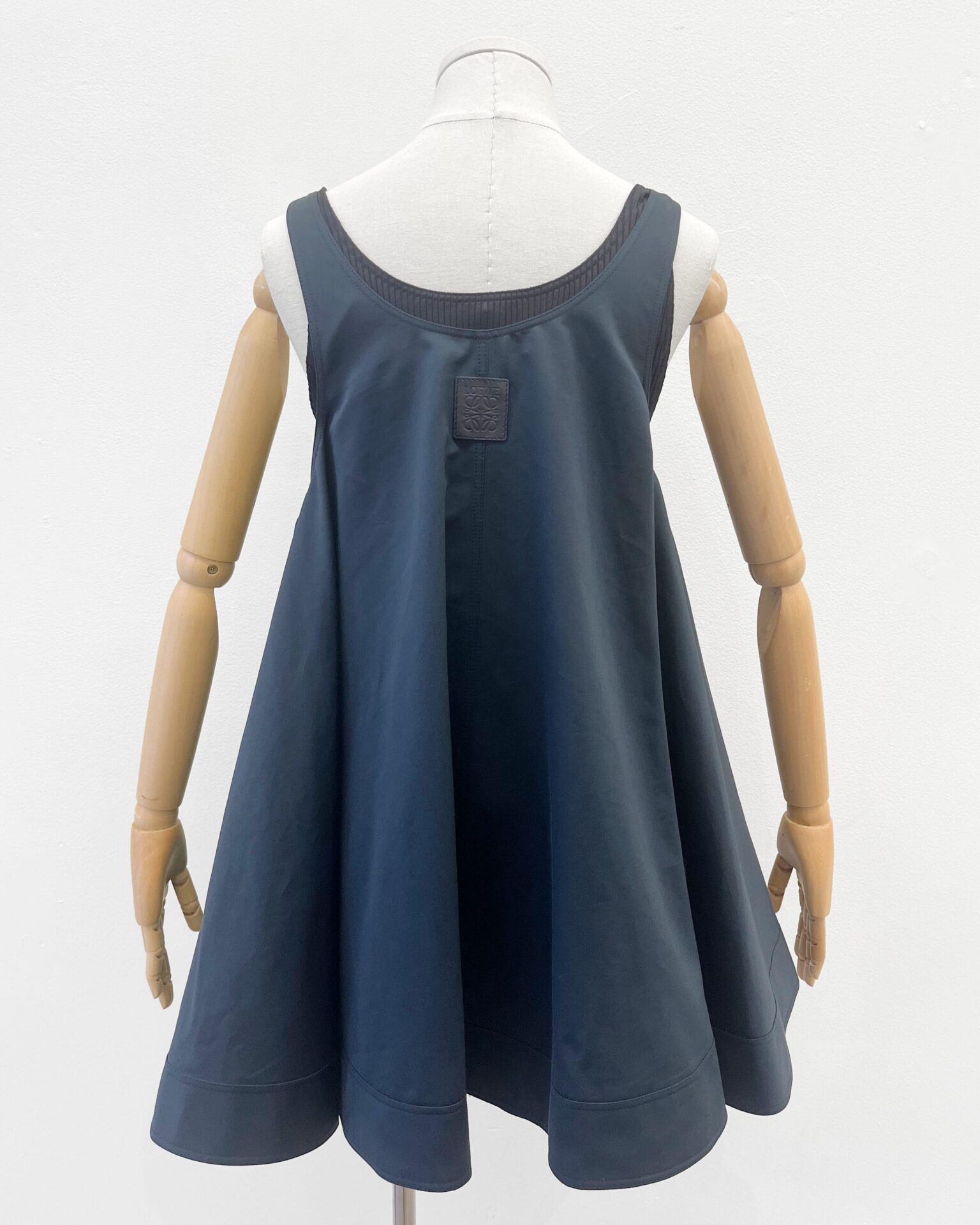 Loewe navy cotton & silk 2 piece trapeze dress