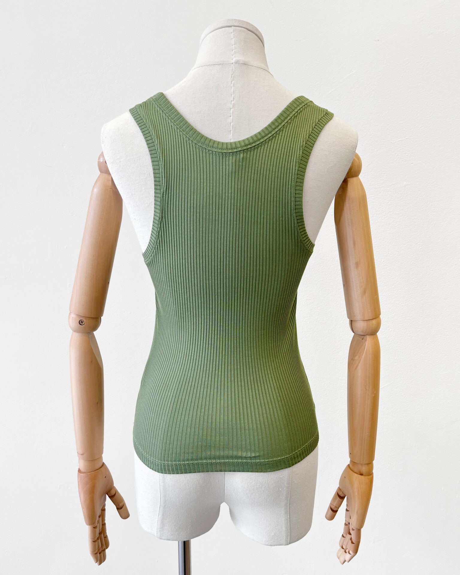 Loewe anagram ribbed silk jersey tank top in sage green