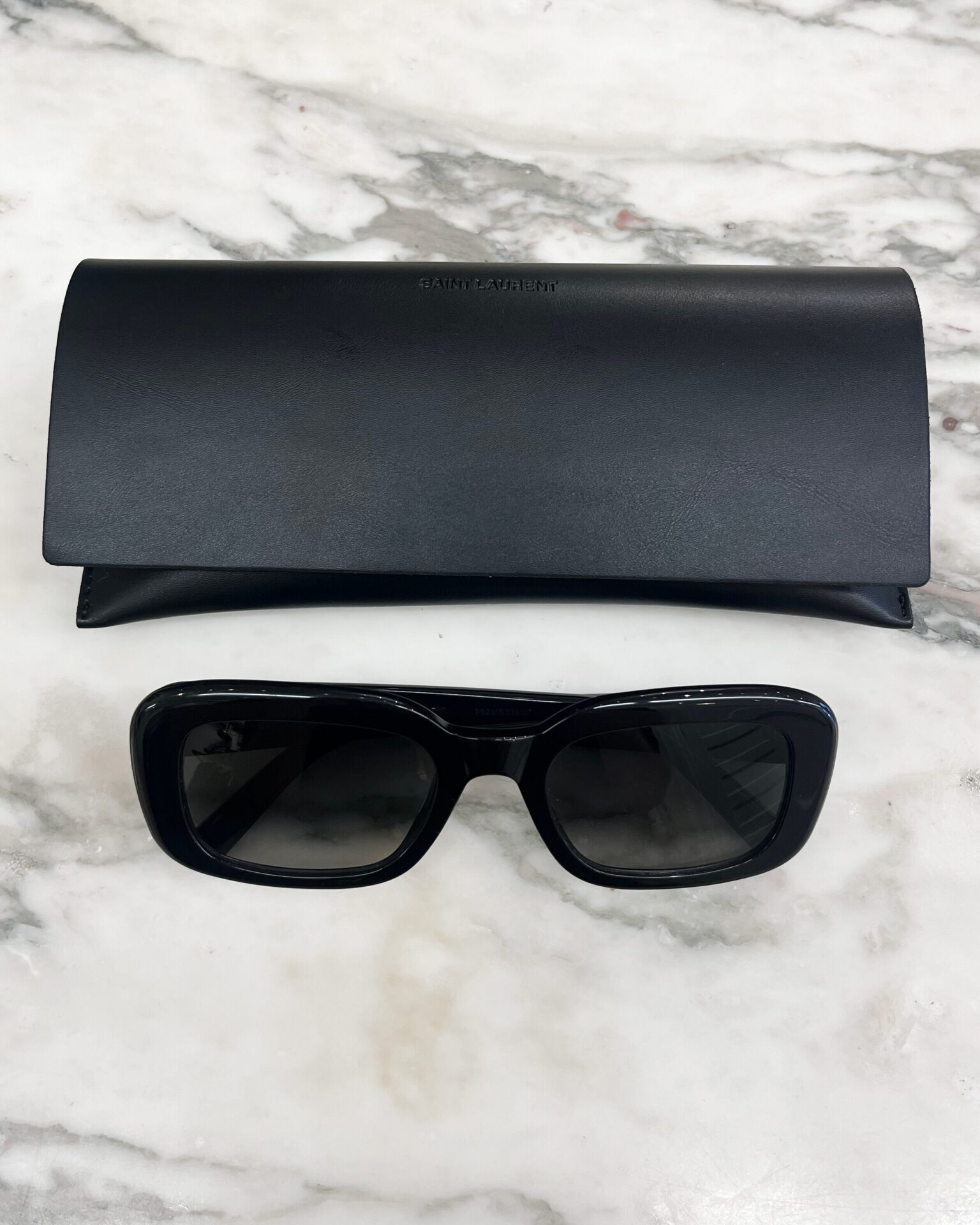 Saint Laurent SLM130 black rectangular 'YSL' logo sunglasses