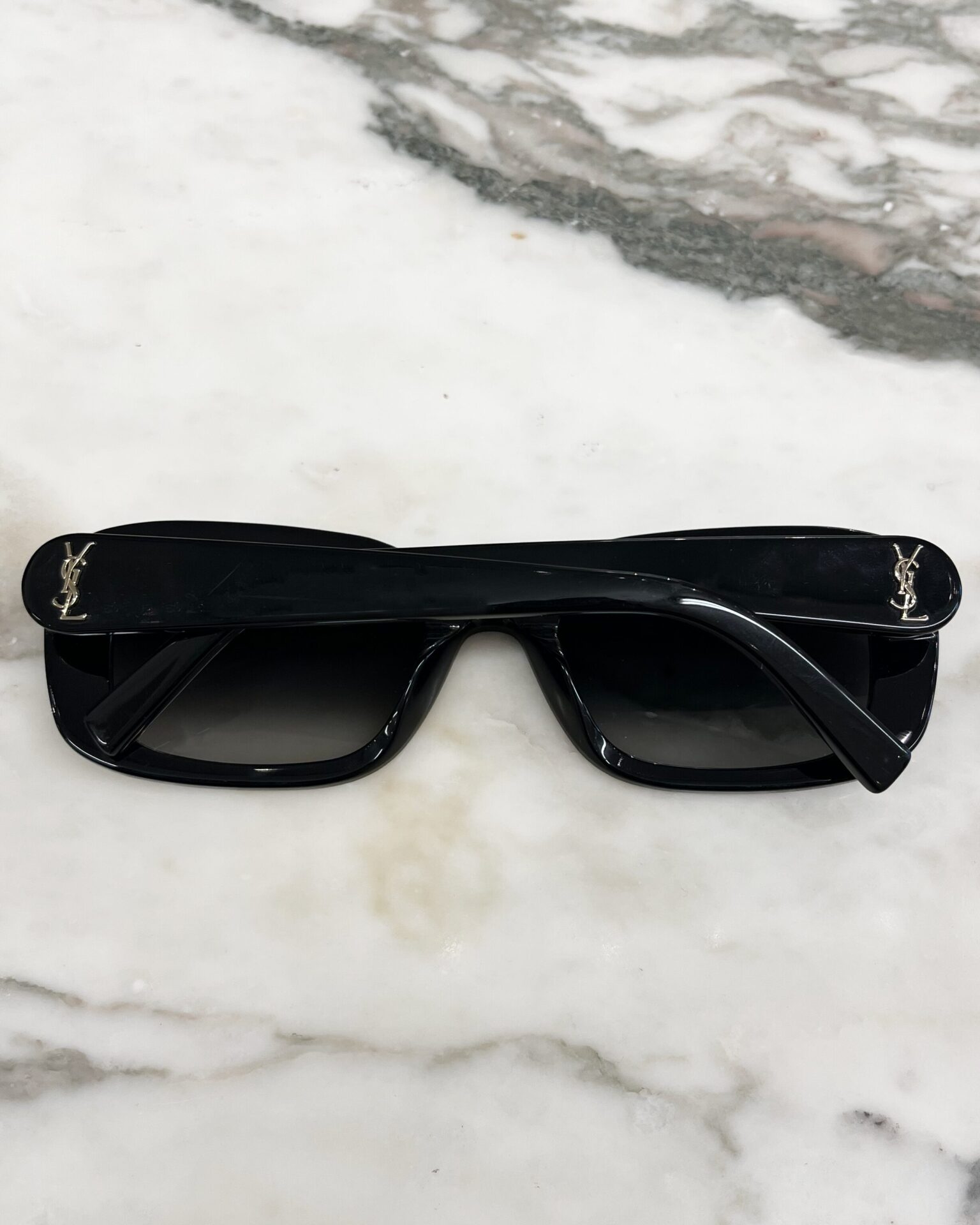 Saint Laurent SLM130 black rectangular 'YSL' logo sunglasses