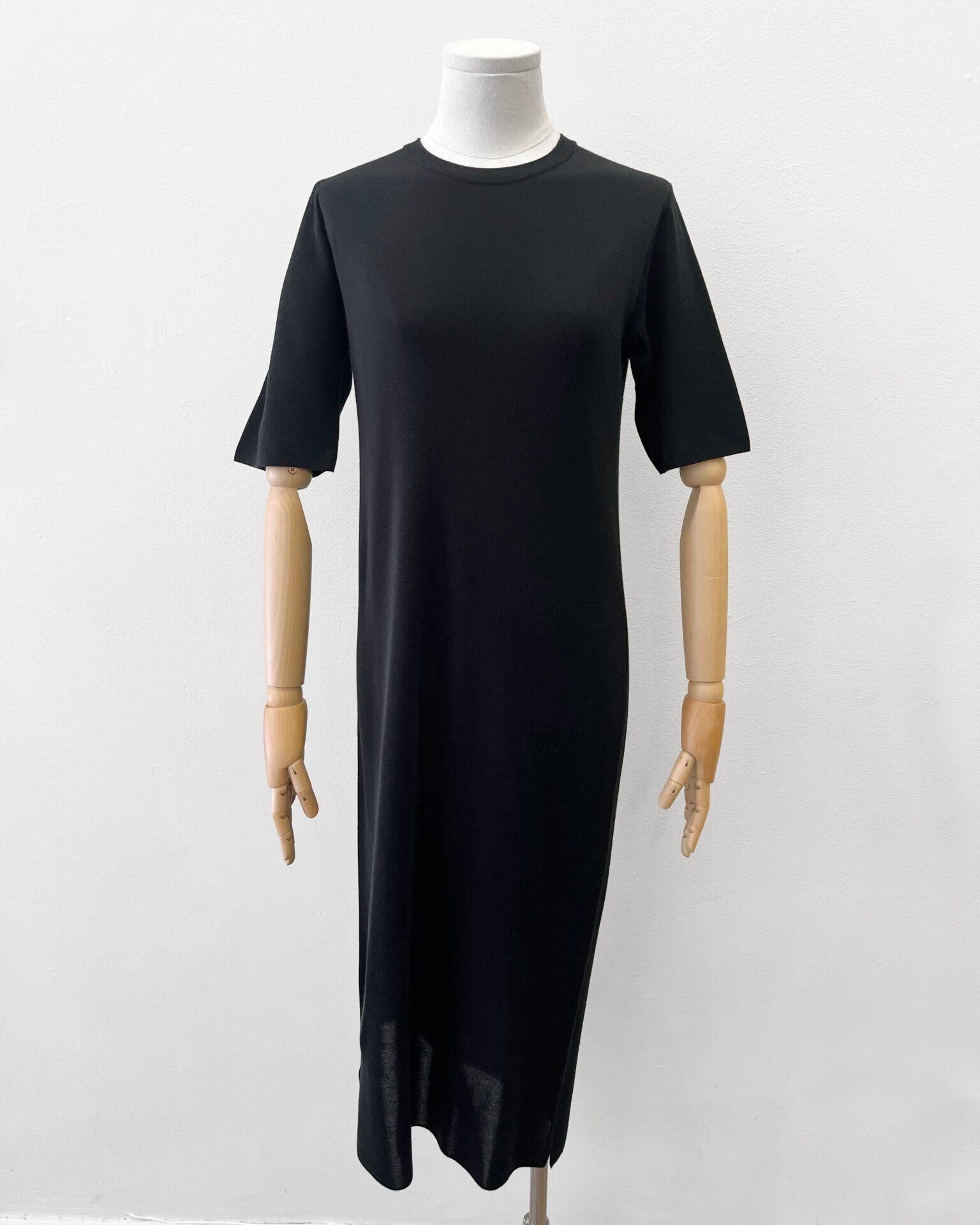The Row Jorgina short sleeve silk black t shirt dress
