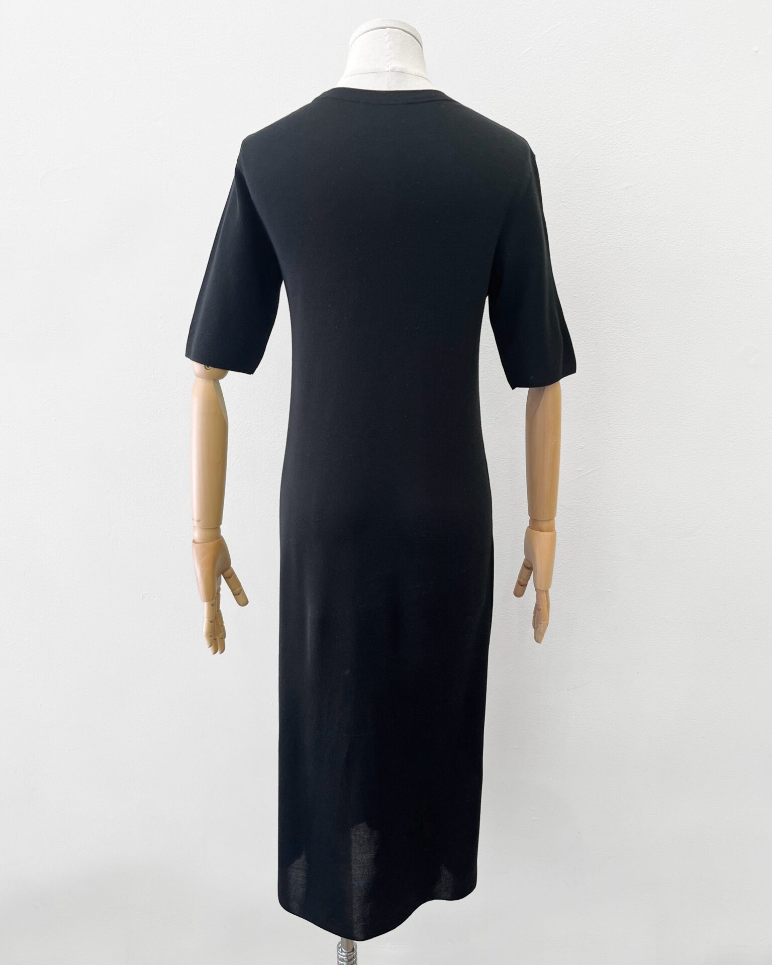 The Row Jorgina short sleeve silk black t shirt dress