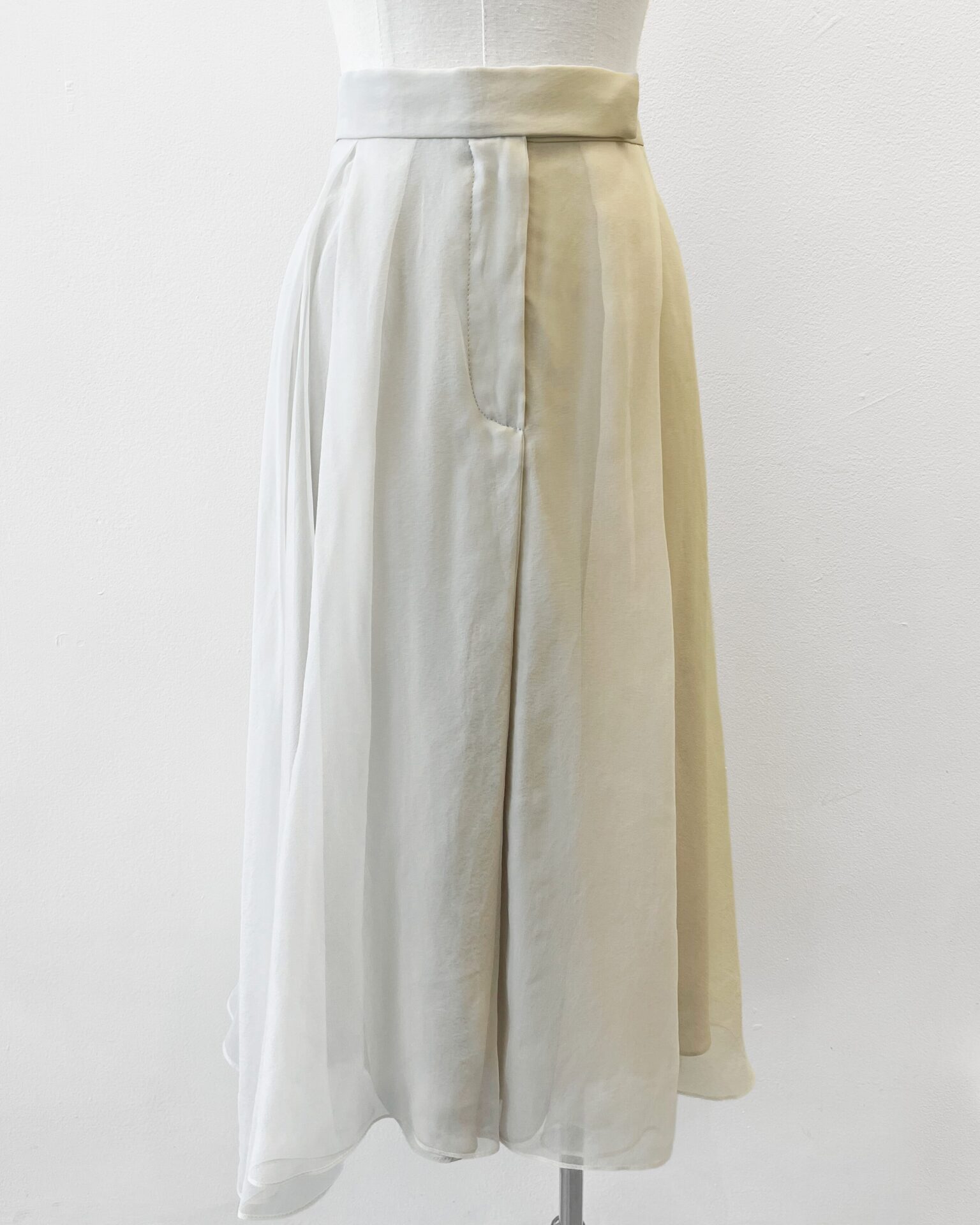 Brunello Cucinelli silk organza midi skirt in cool beige