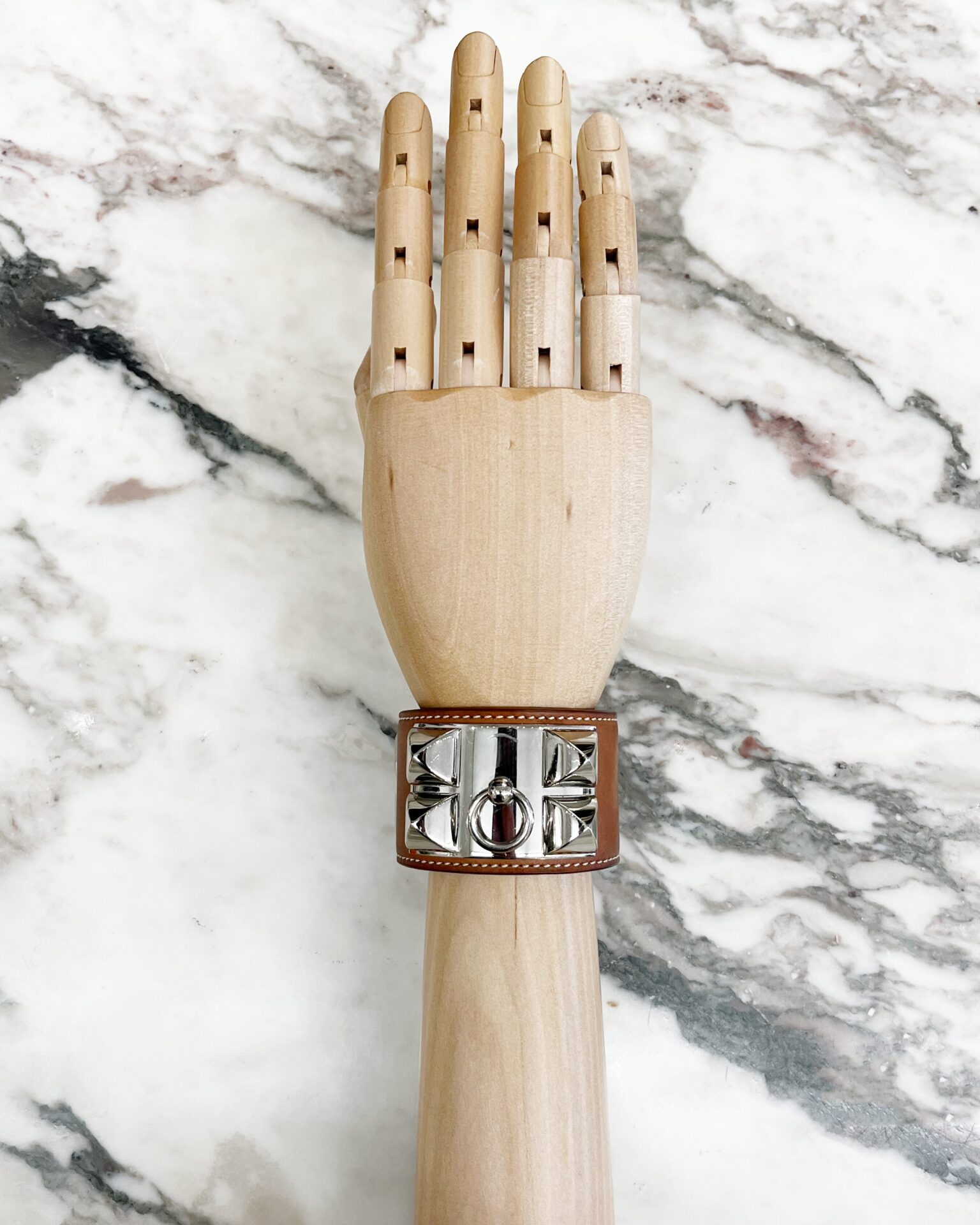 Hermes 2014 Collier de Chien bracelet in Barenia calfskin