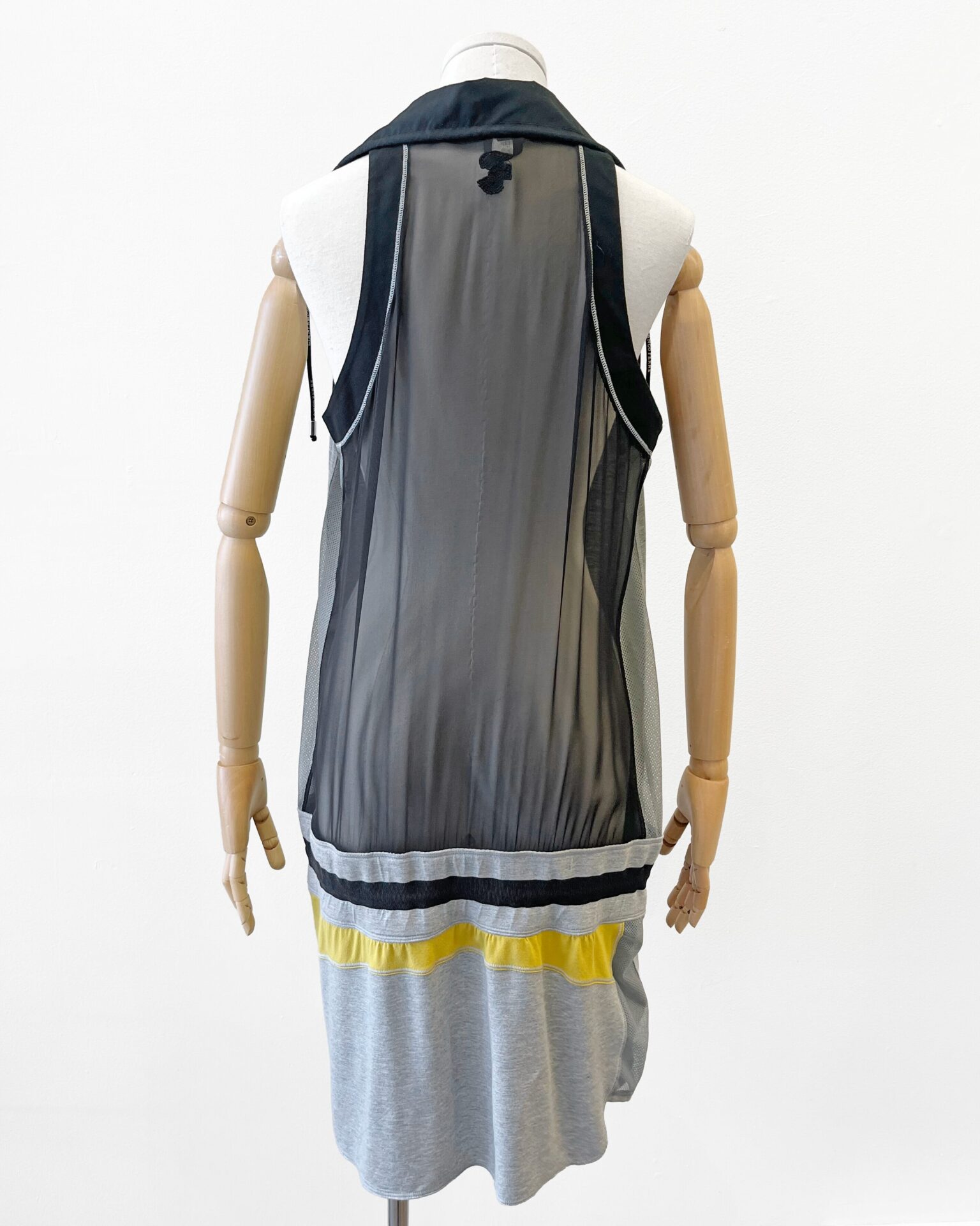 Gianfranco Ferre grey sporty drop waist sheer back dress