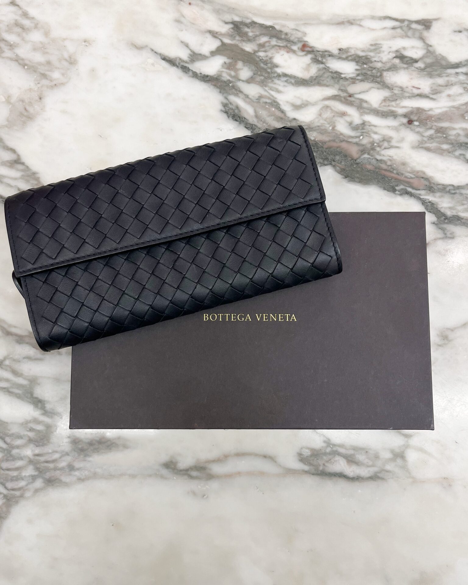 Bottega Veneta black intrecciato leather wallet