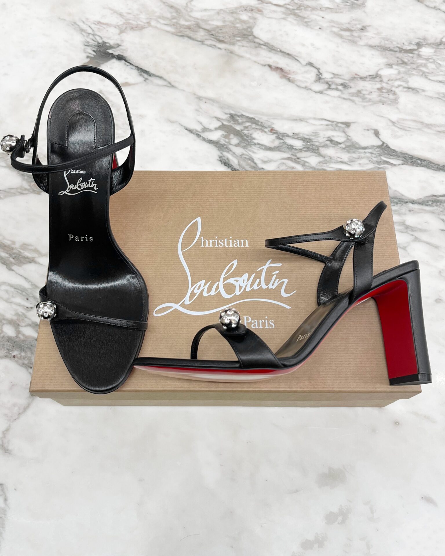 Christian Louboutin Atmospheria black leather heeled sandals