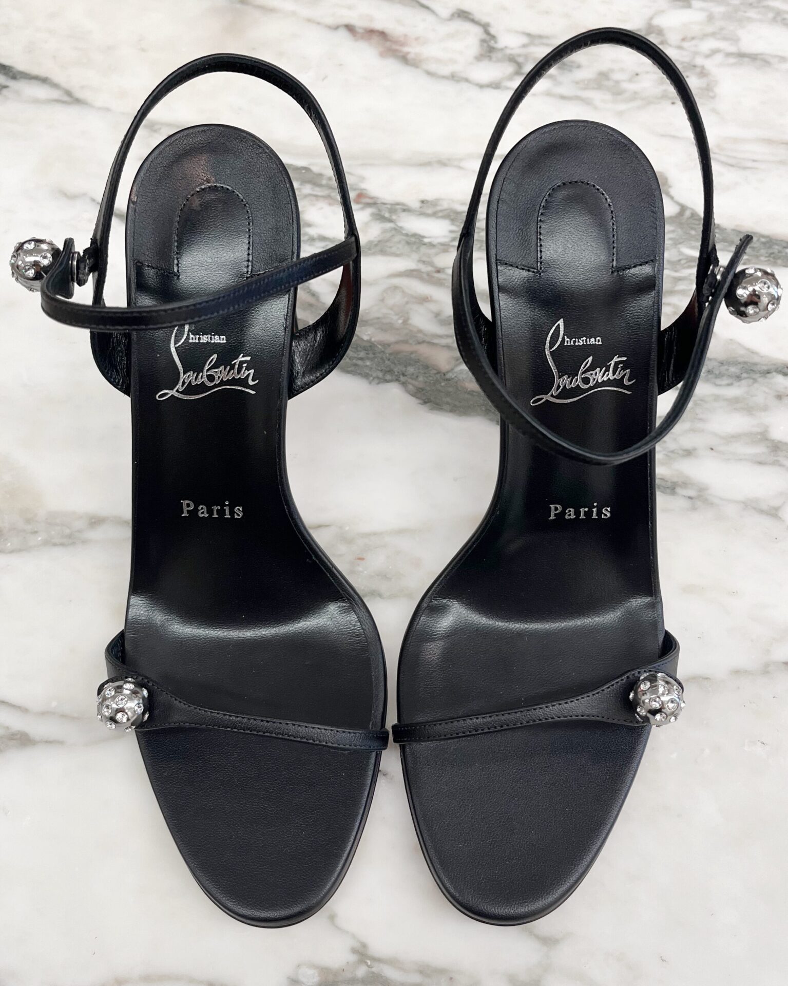 Christian Louboutin Atmospheria black leather heeled sandals