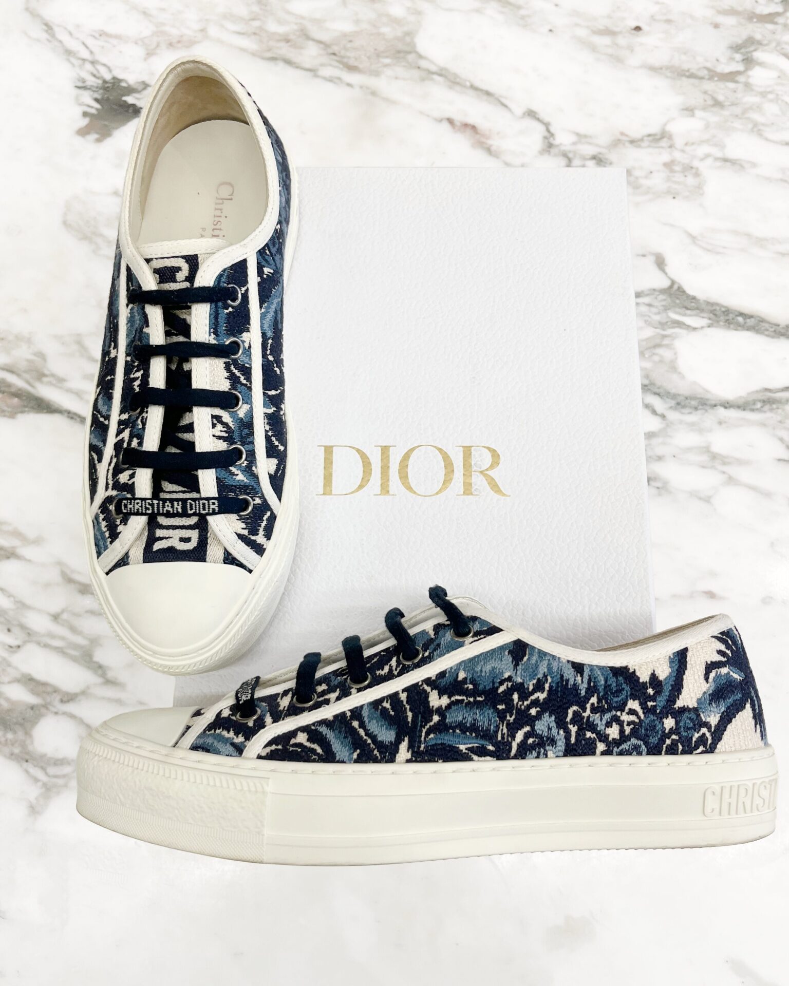Dior Walk’N’Dior blue palm embroidered runners