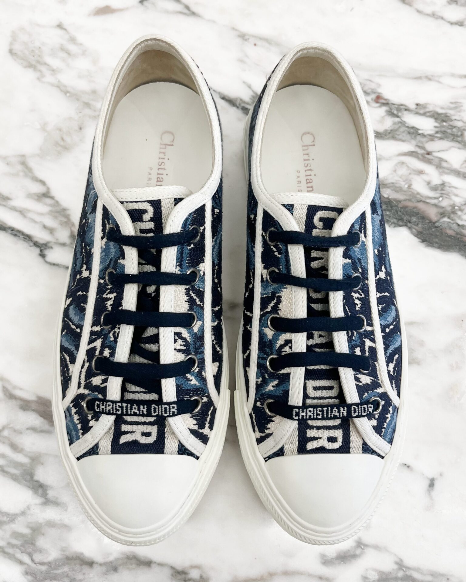 Dior Walk’N’Dior blue palm embroidered runners