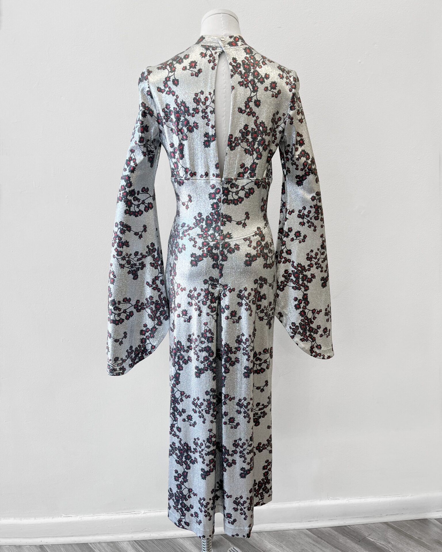Paco Rabanne Silver lamé gown with large bell sleeves