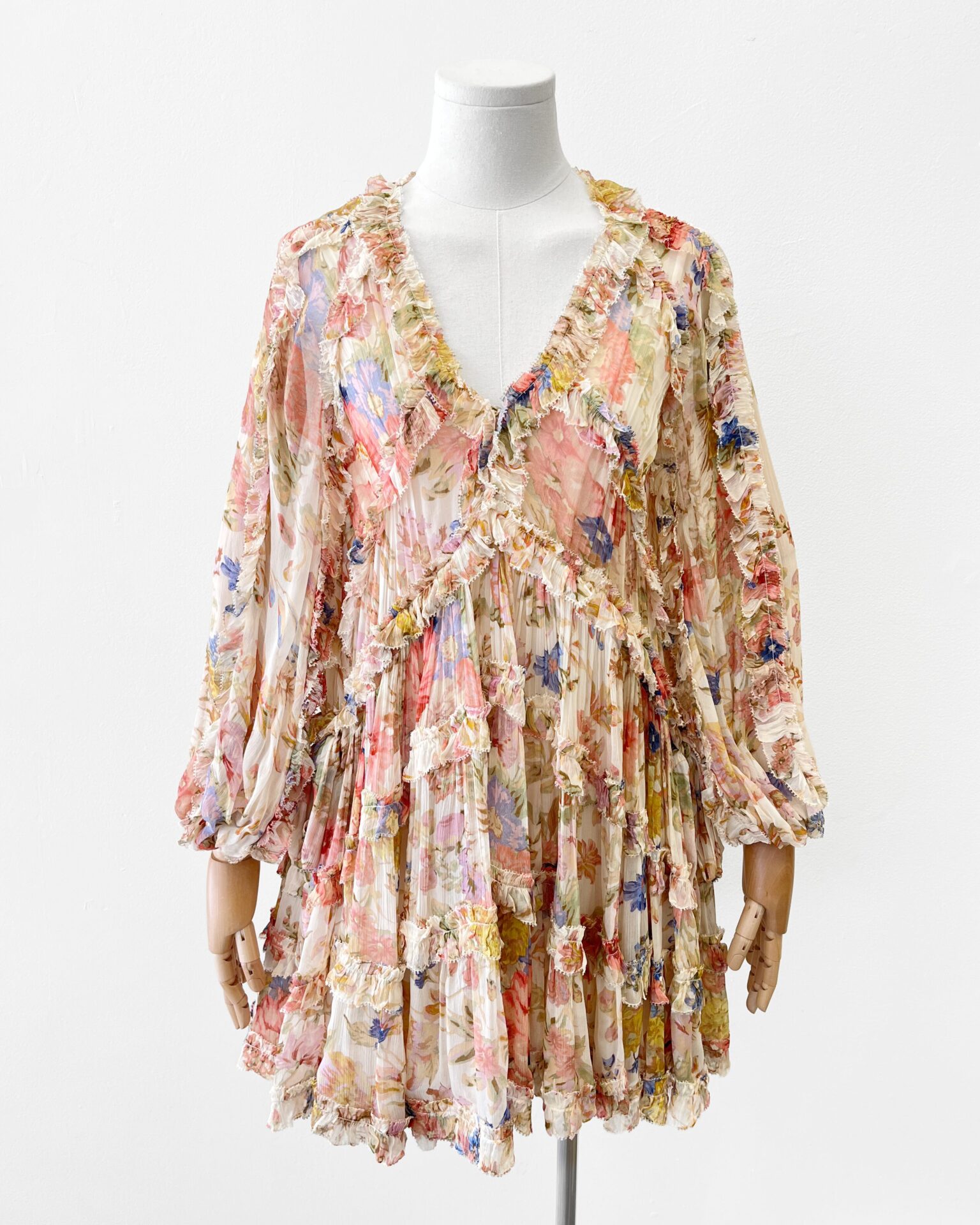 Zimmermann August billow frill mini dress with slip