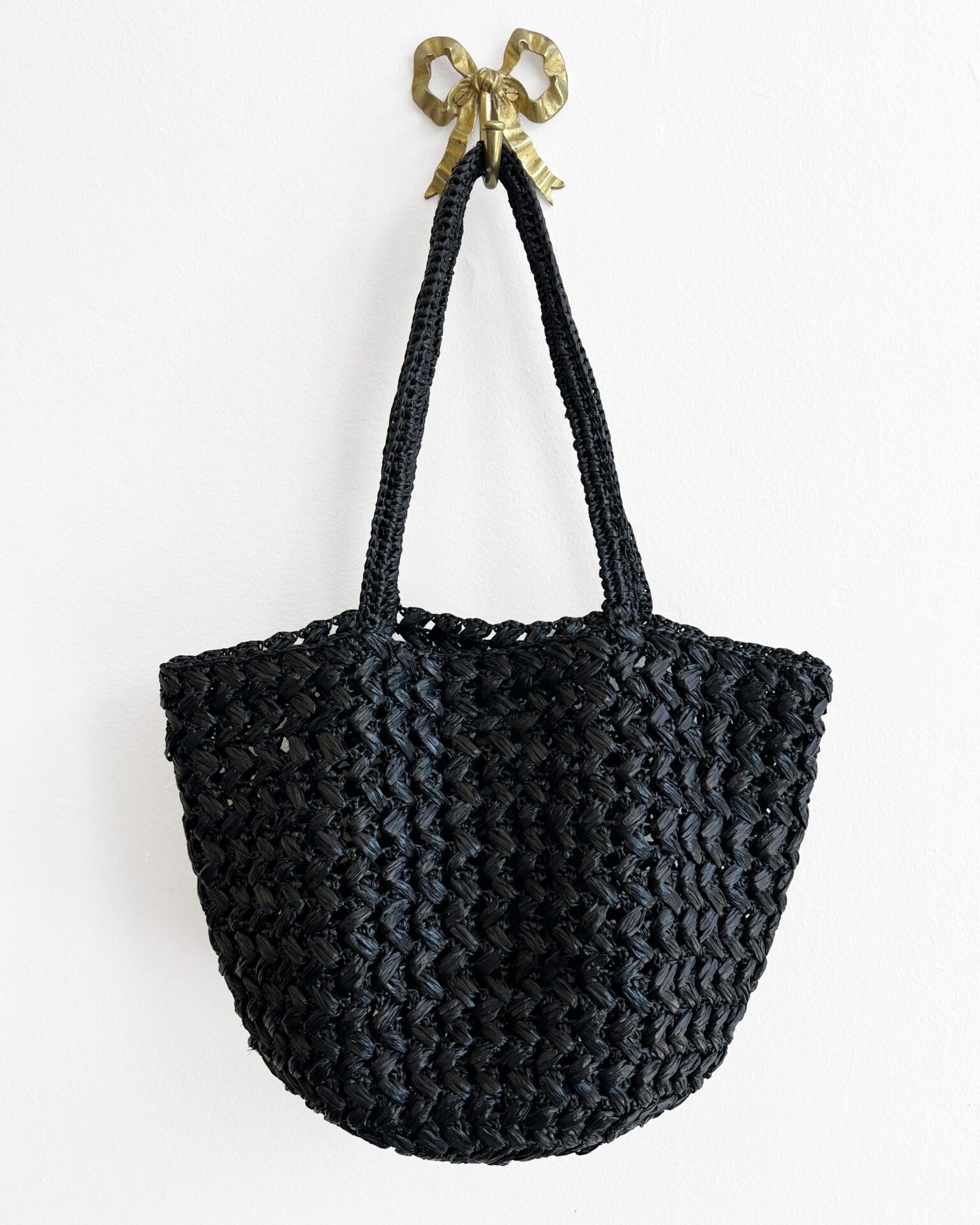 The Row Estelle woven bag in black raffia