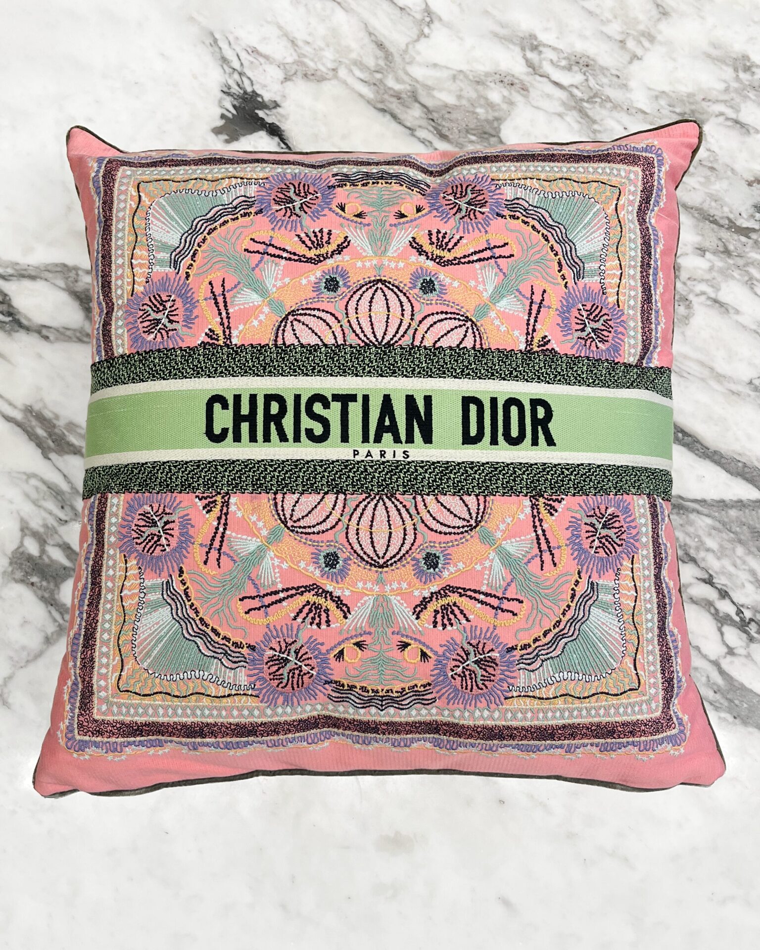 Dior 2021 limited edition Luminarie pink embroidered large square pillow
