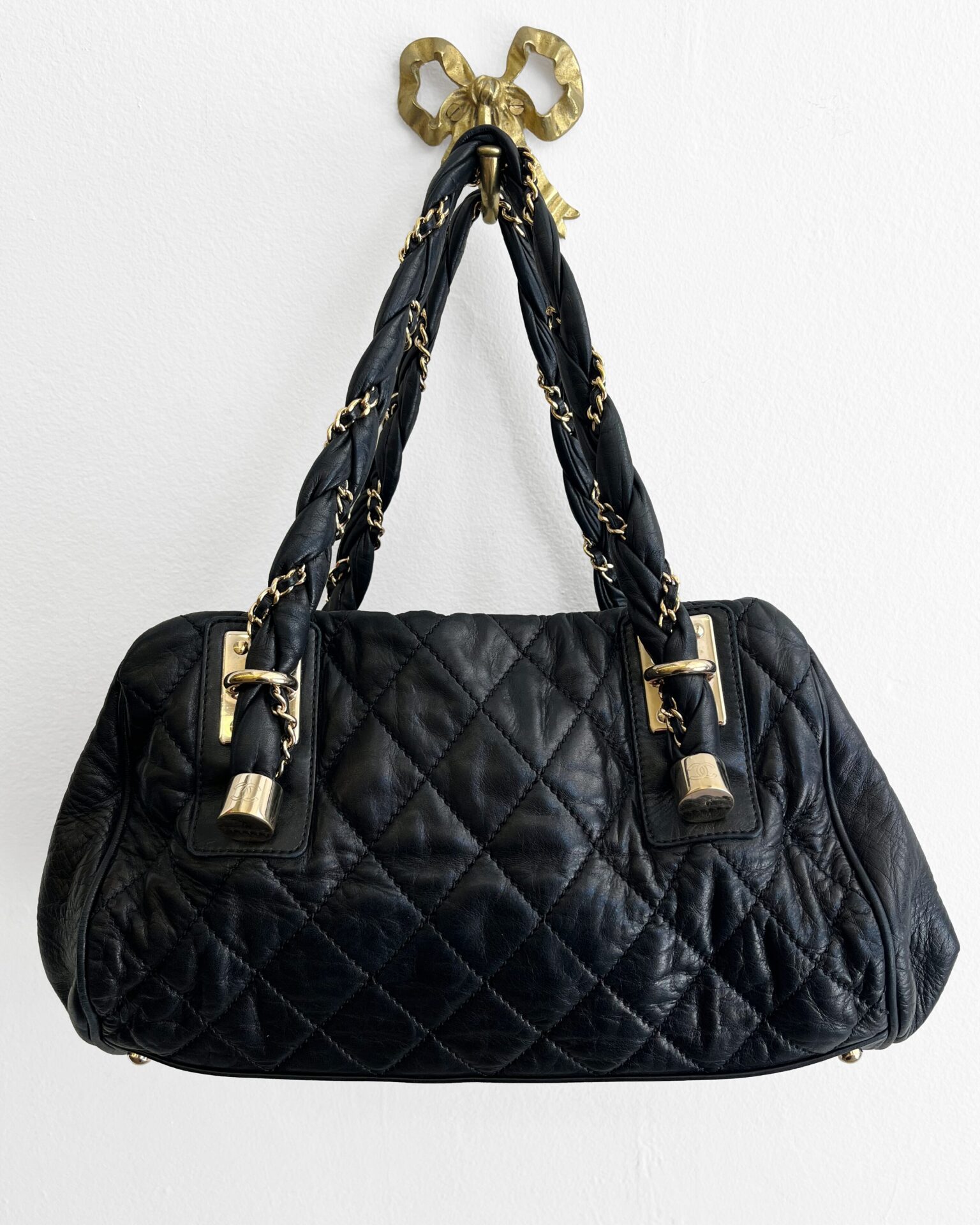 Chanel 2007 Lady Braid black quilted satchel bag