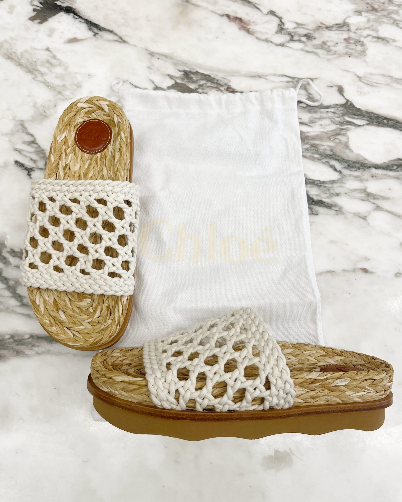 Chloe wavy cream crochet slides