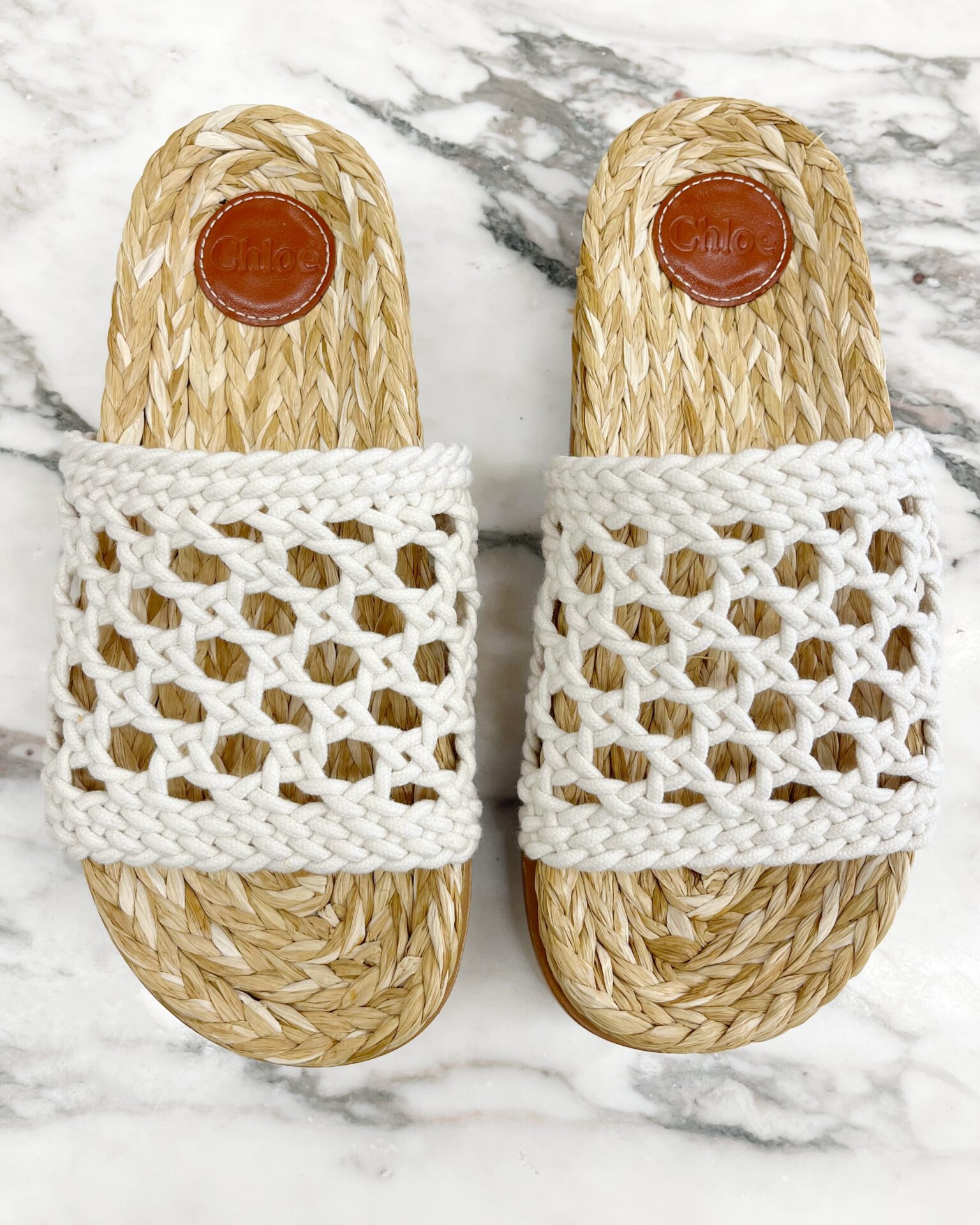 Chloe wavy cream crochet slides