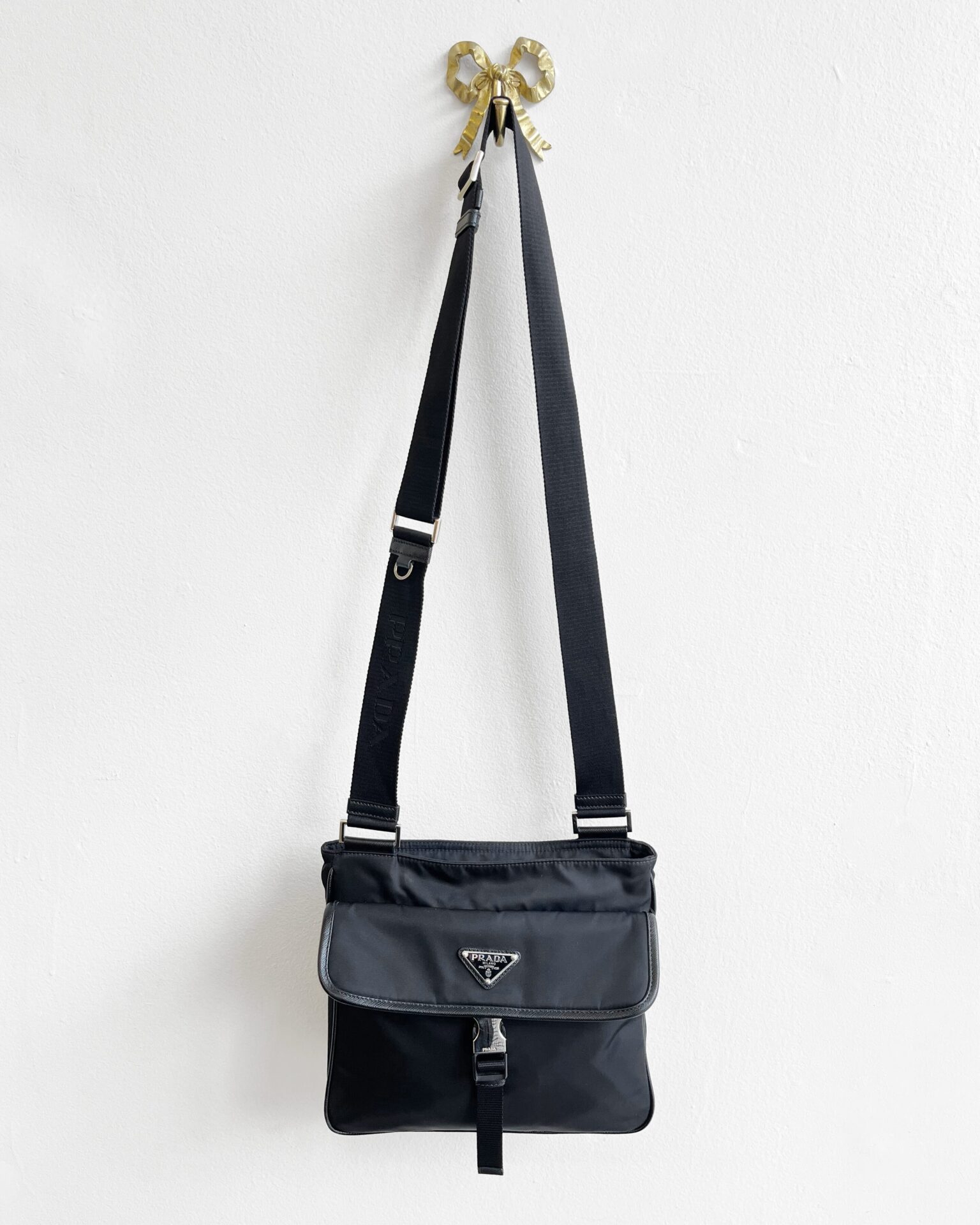 Prada Re-Nylon black shoulder bag with Saffiano trim