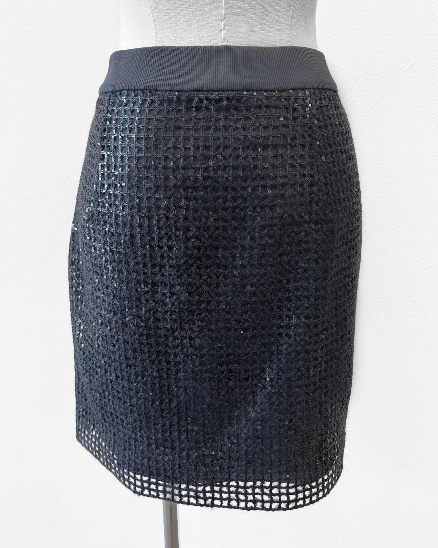 Brunello Cucinelli dark grey mohair and sequin mini skirt