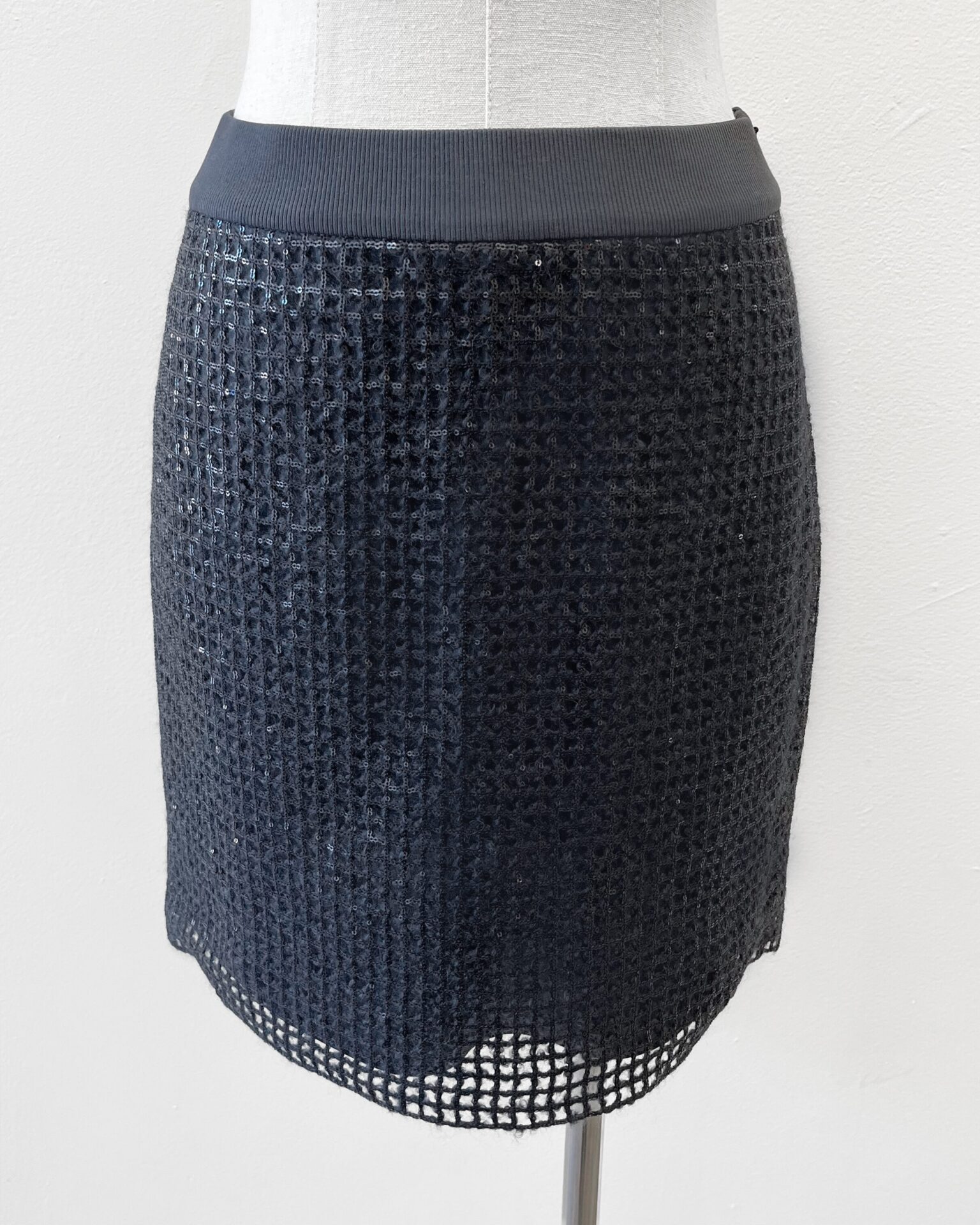 Brunello Cucinelli dark grey mohair and sequin mini skirt