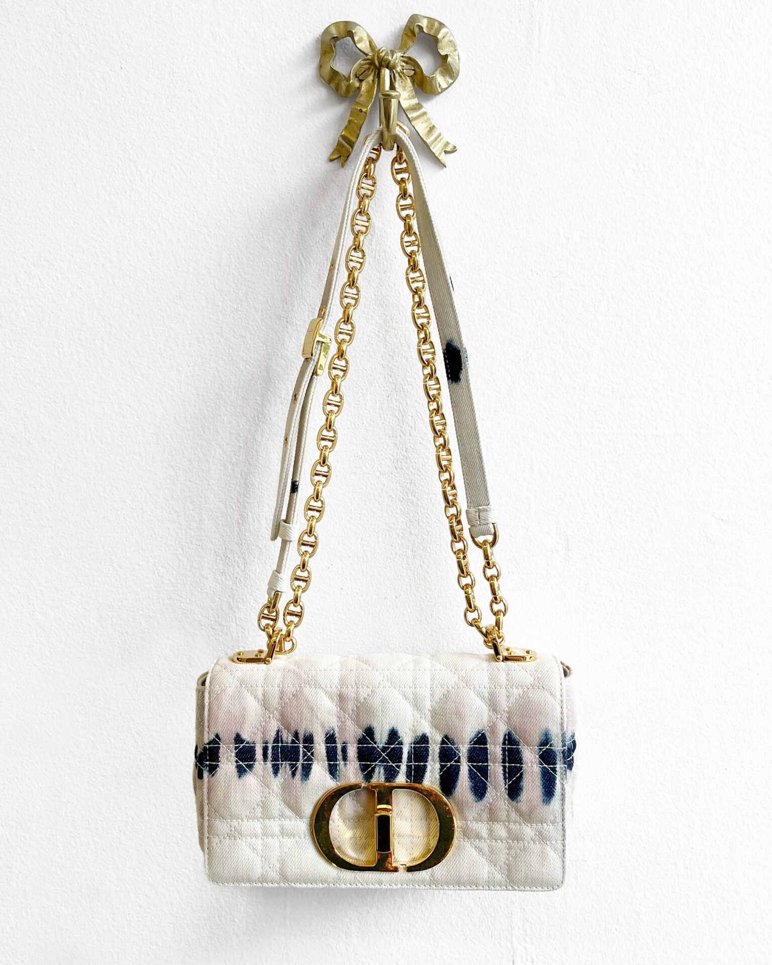 Dior Small Caro bag in tie dye denim cannage